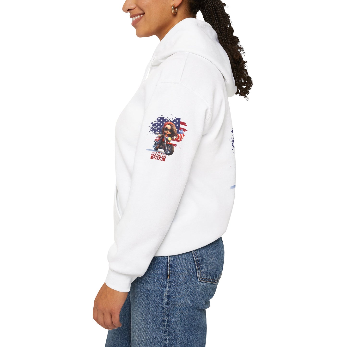 Princess Grace Patriotic Biker Hoodie Made in USA Design
