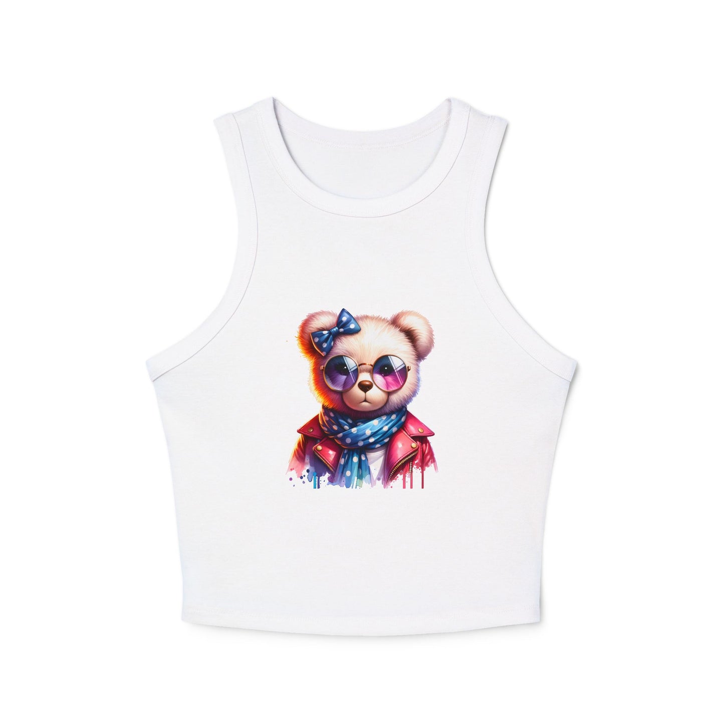 Princess Grace Cute Bear Graphic Racer Tank Top for Women