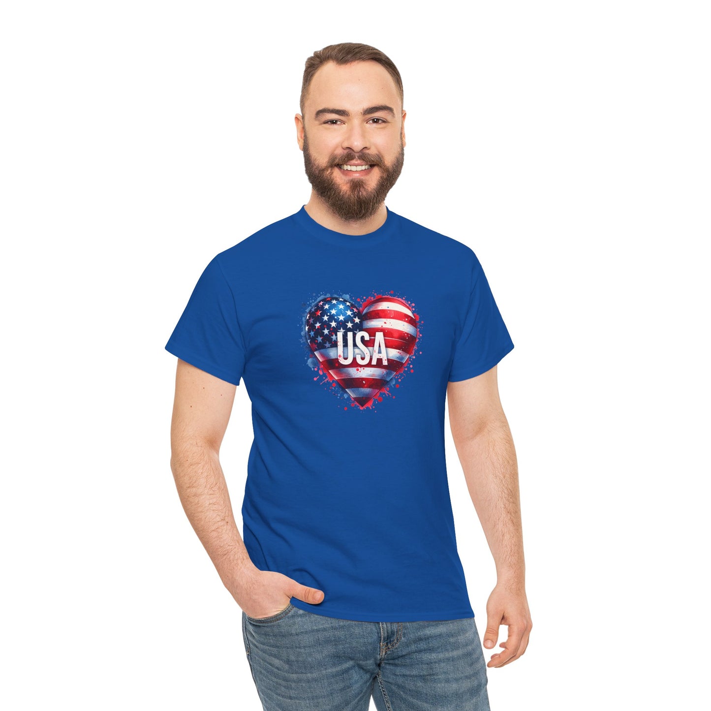 Princess Grace Patriotic Heart Unisex Cotton Tee USA Freedom Shirt