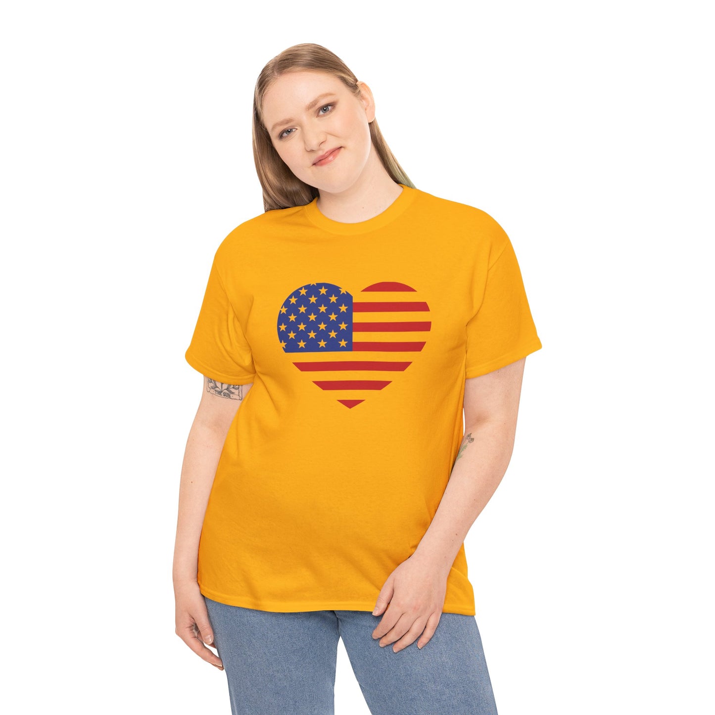 Princess Grace Patriotic Heart Unisex Heavy Cotton Tee Celebrate Freedom in Style