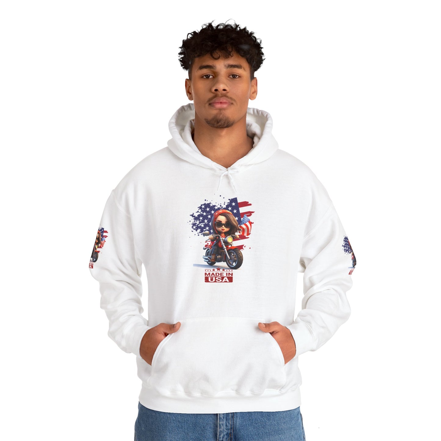 Princess Grace Patriotic Biker Hoodie Made in USA Design