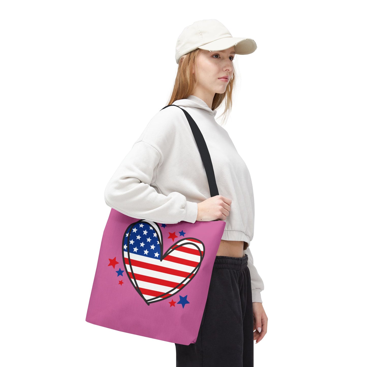 Princess Grace Patriotic Heart Tote Bag for Independence Day & Everyday Use
