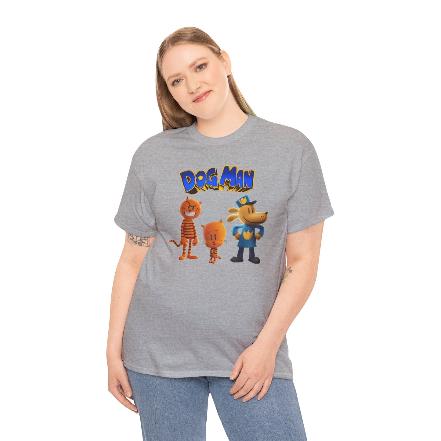 Princess Grace Dog Man Cartoon Unisex Heavy Cotton Tee Fun Graphic Tee for Kids and Fans