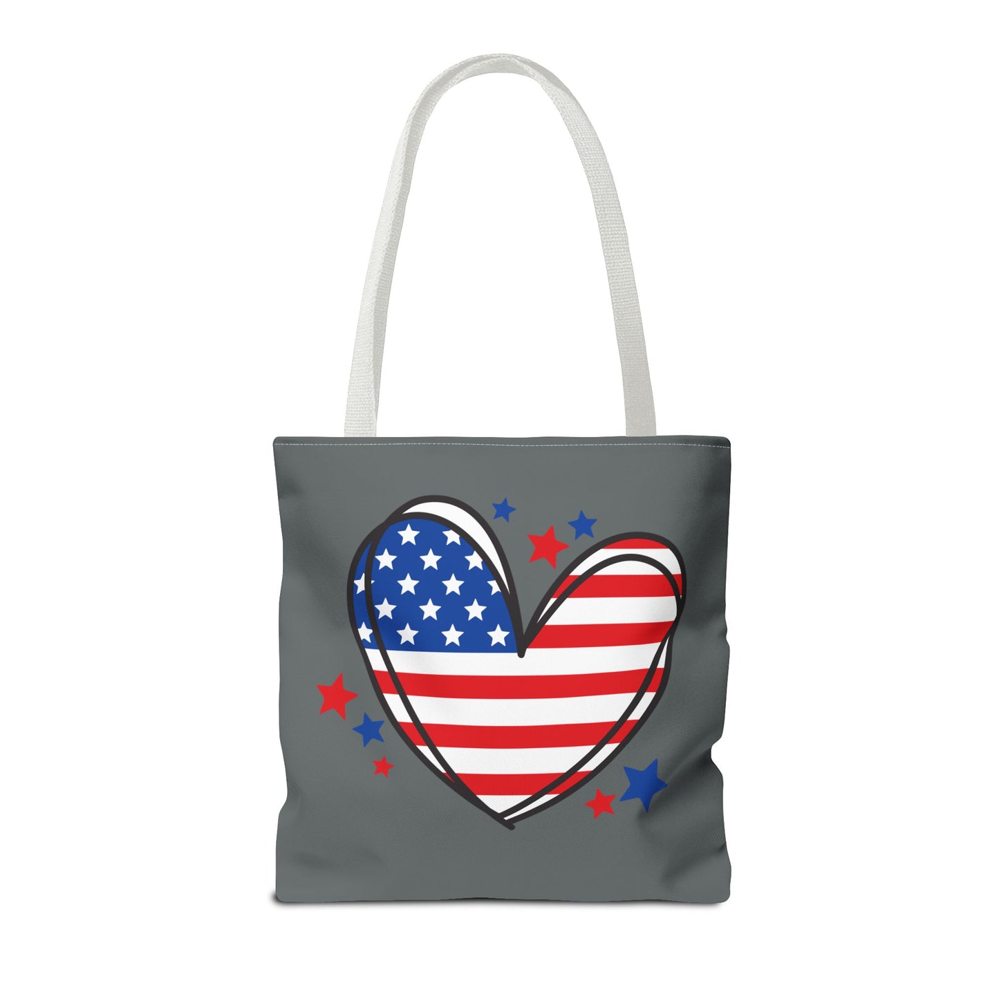 Princess Grace Patriotic Heart Tote Bag USA Flag Love