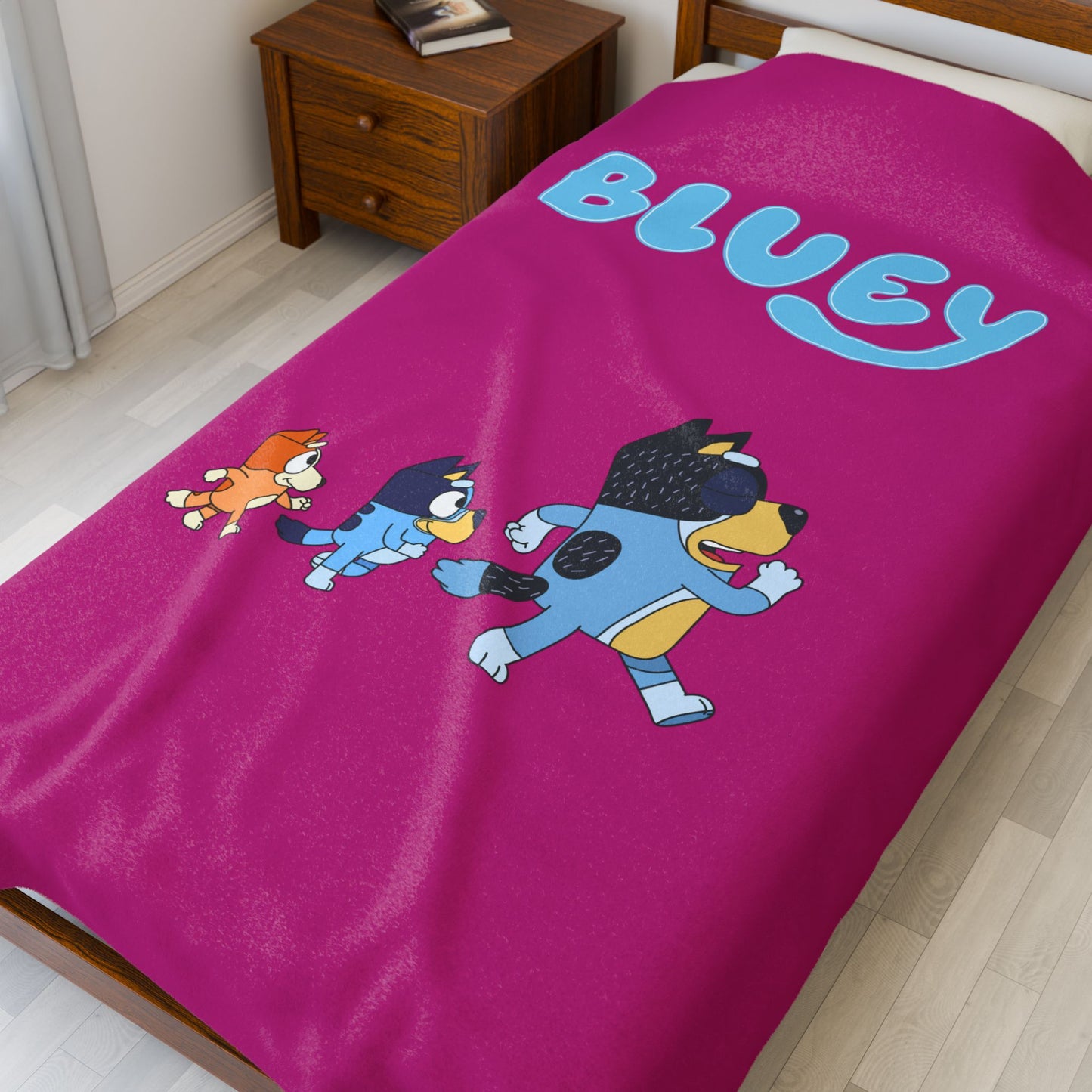 Princess Grace Bluey Velveteen Plush Blanket Cozy Kids Throw for Comfort and Playtime