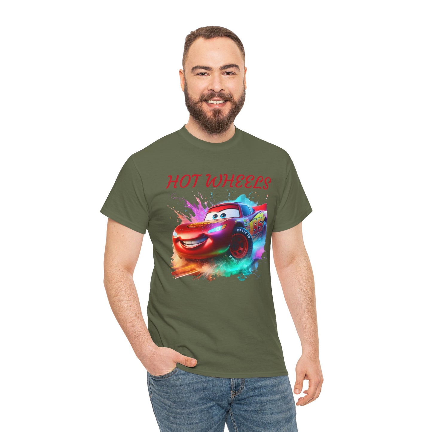 Princess Grace Hot Wheels Unisex Heavy Cotton Tee Fun Car Graphic T-Shirt for Kids and Adults