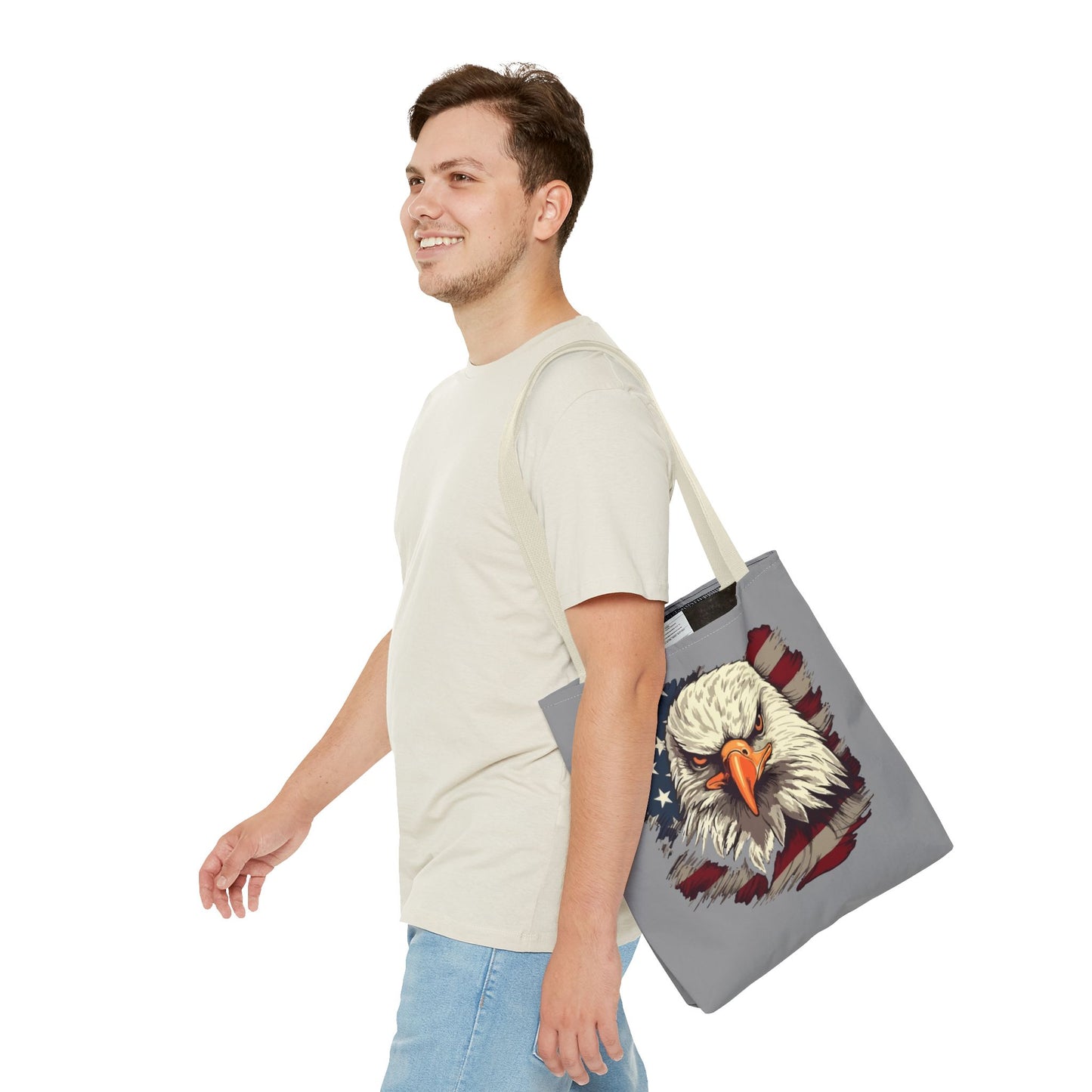 Princess Grace Patriotic Eagle Tote Bag USA Flag Design Eco Friendly Shopping Bag