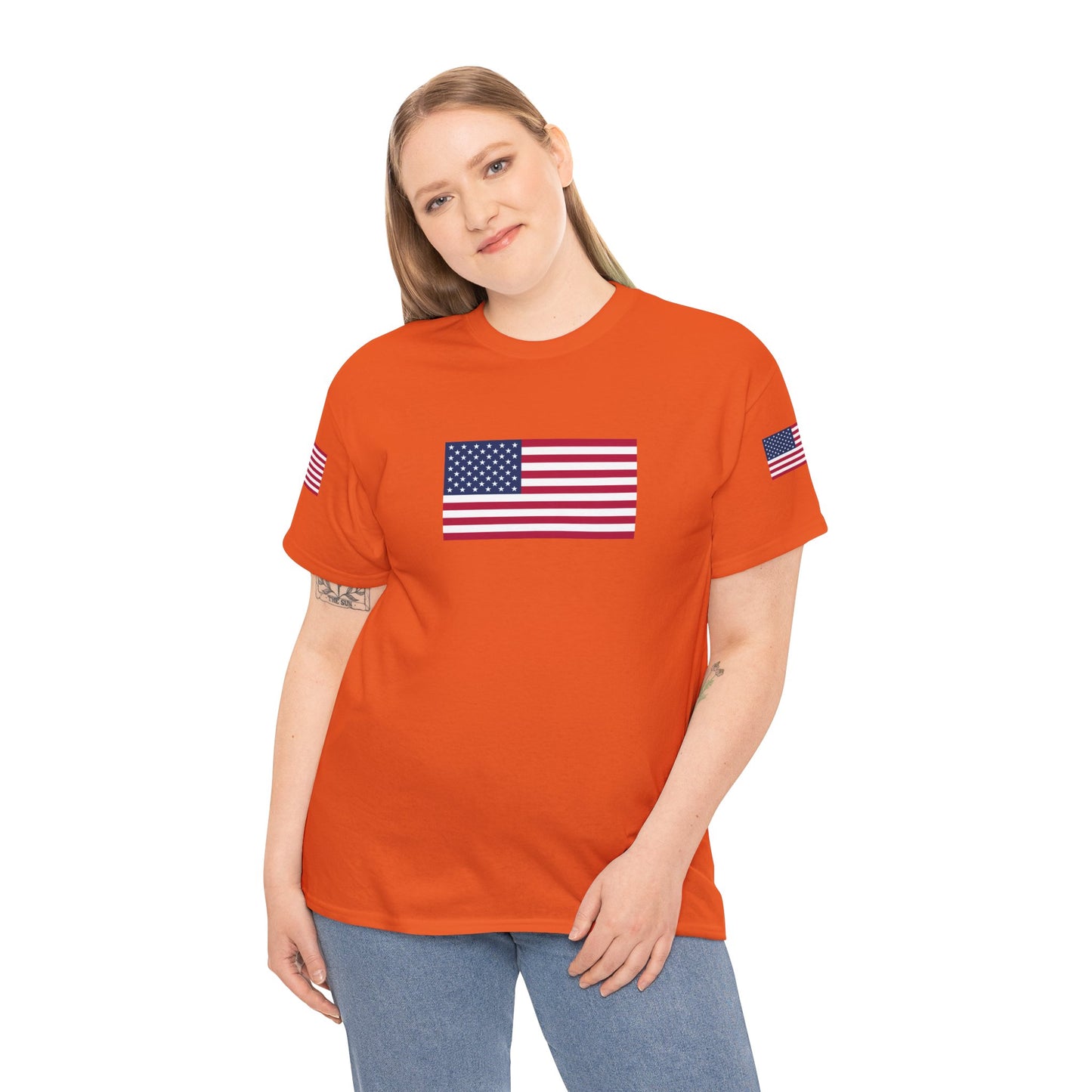 Princess Grace Patriotic Unisex Heavy Cotton Tee with USA Flag Design