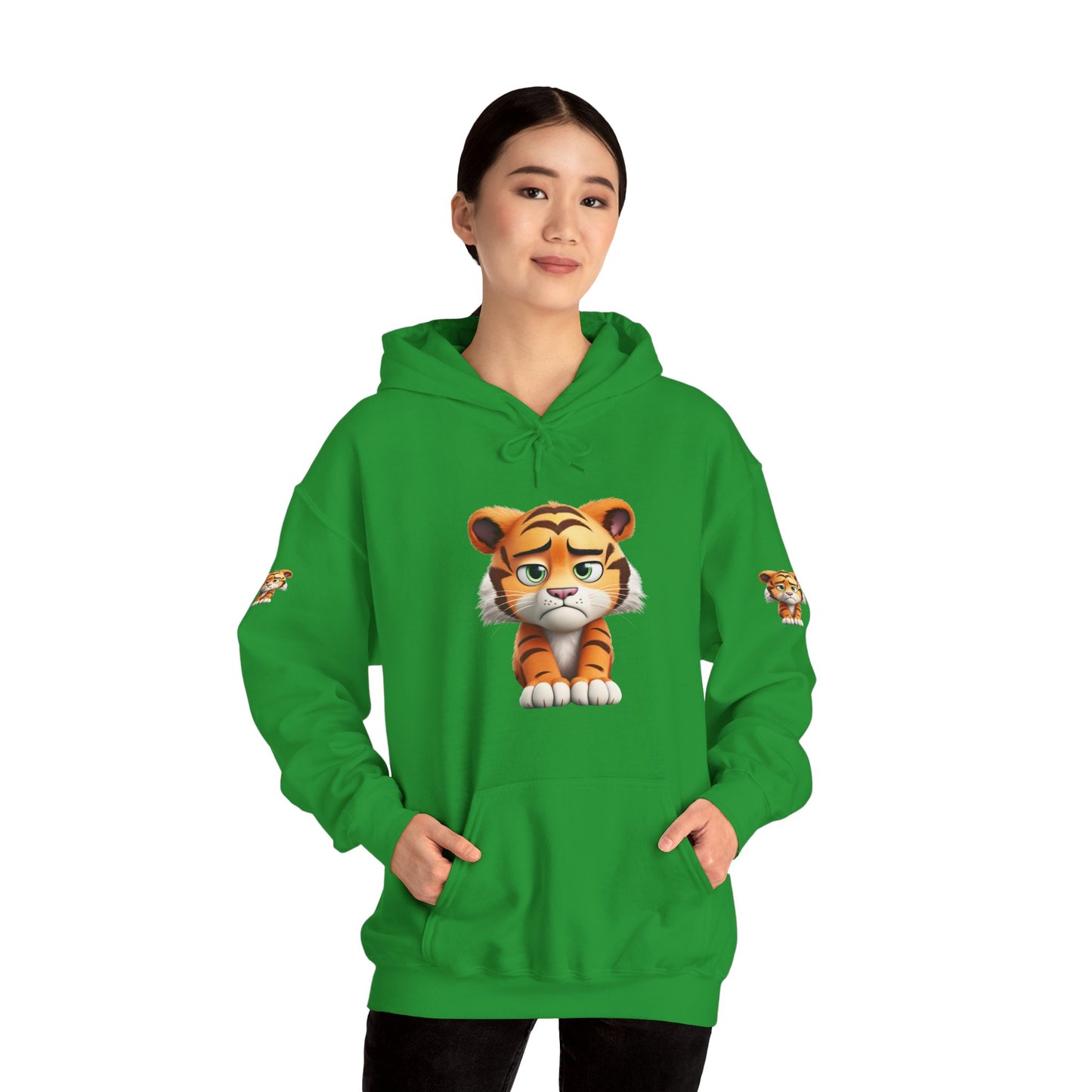 Princess Grace Playful Tiger Graphic Hoodie Unisex Heavy Blend Sweatshirt for Kids and Adults