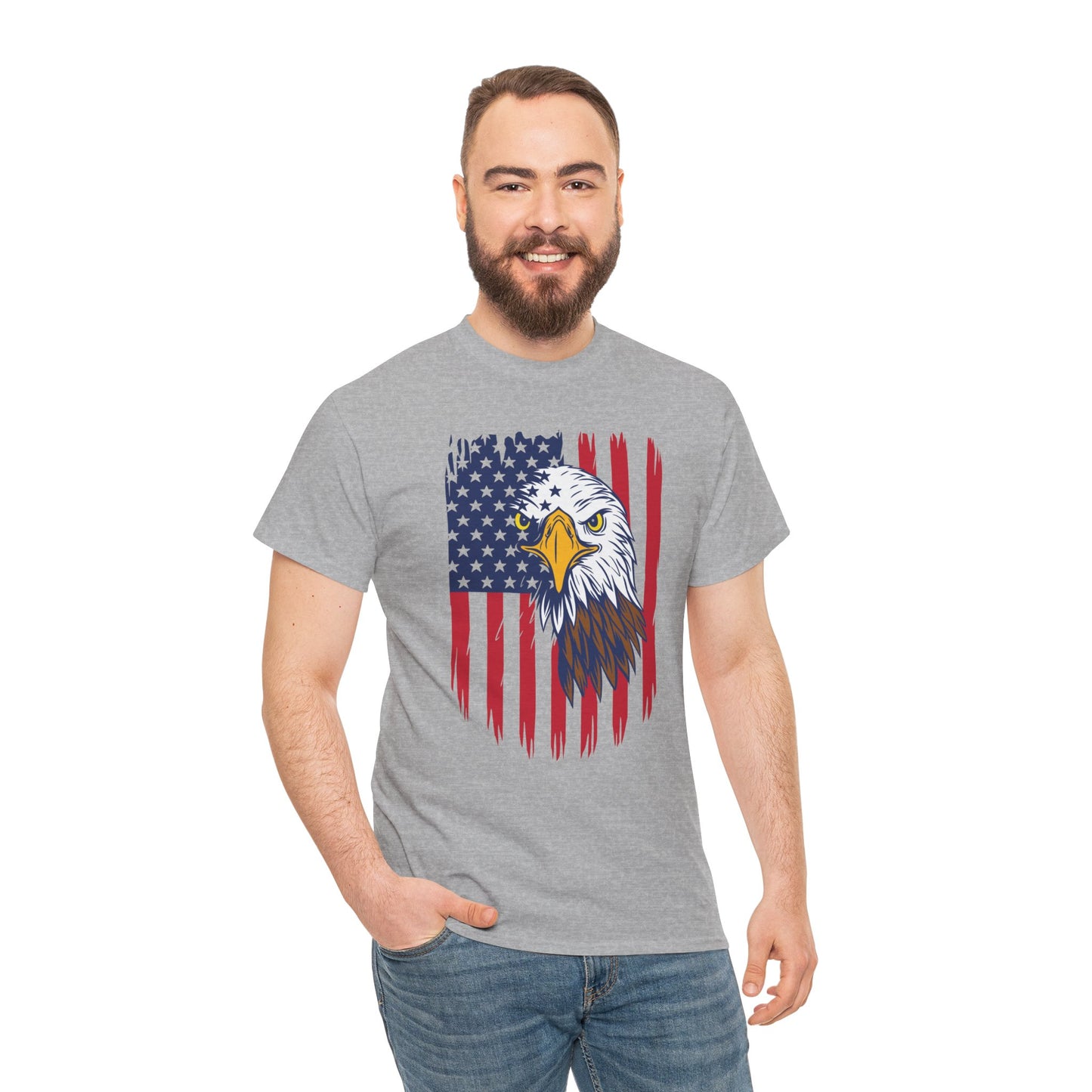 Princess Grace Eagle & American Flag Unisex Heavy Cotton Tee Patriotic Apparel for All Occasions