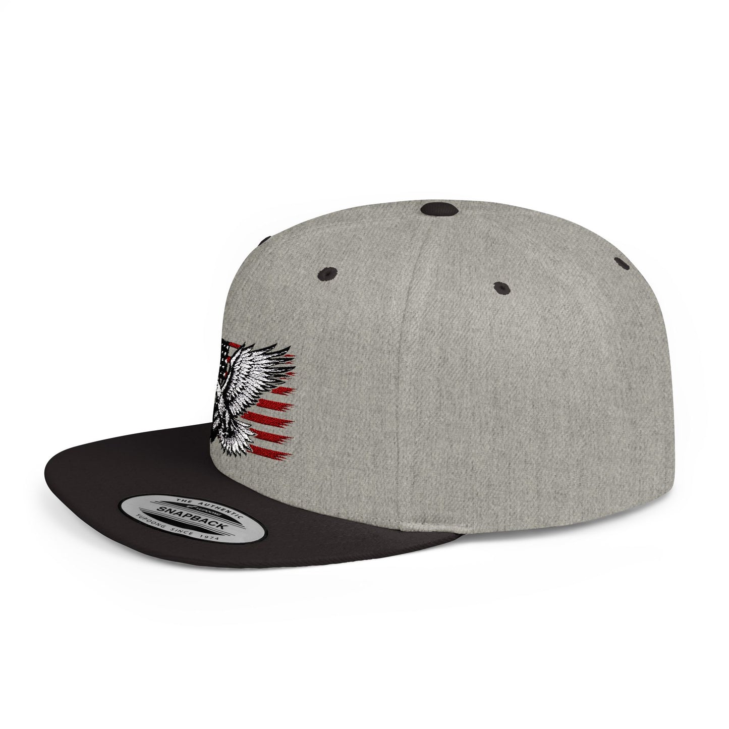 Princess Grace Eagle Embroidered Flat Bill Snapback Hat Patriotic Style for Outdoor Enthusiasts