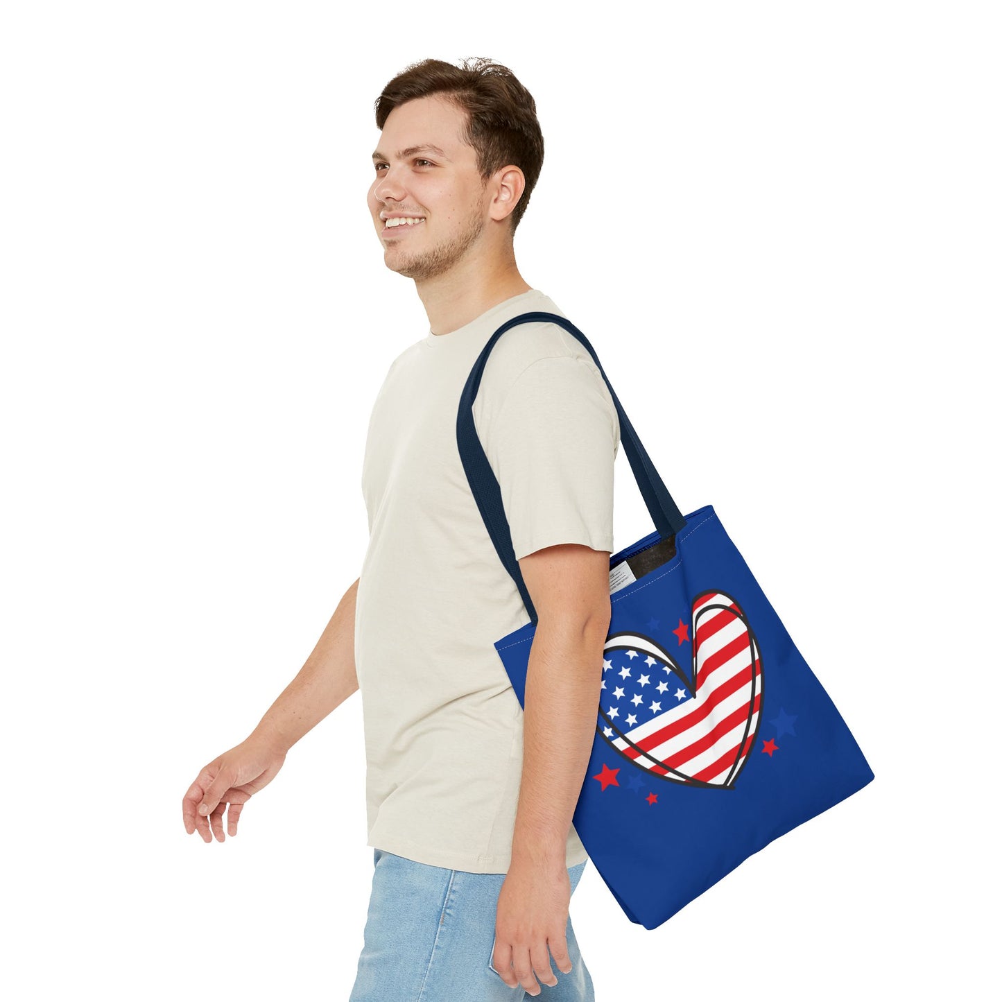 Princess Grace Patriotic Heart Tote Bag USA Flag Design for Independence Day