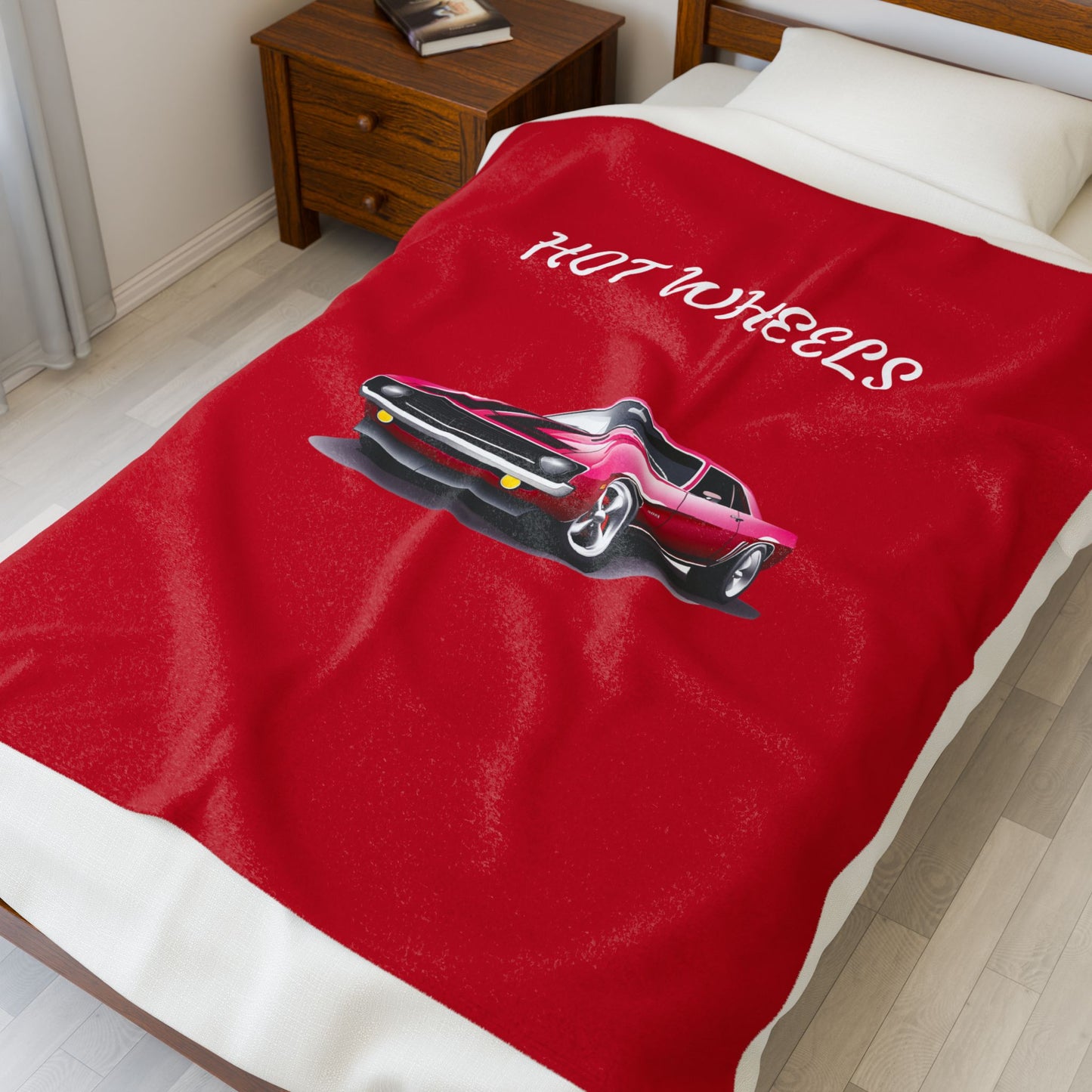 Princess Grace Hot Wheels Velveteen Plush Blanket Cozy Red Car Throw for Kids and Car Enthusiasts