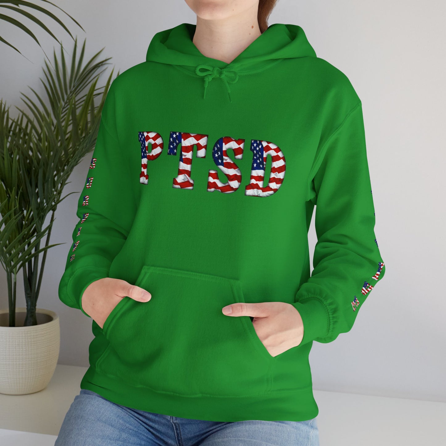 Princess Grace PTSD Awareness Unisex Heavy Blend Hoodie Support Survivors with American Flag Design