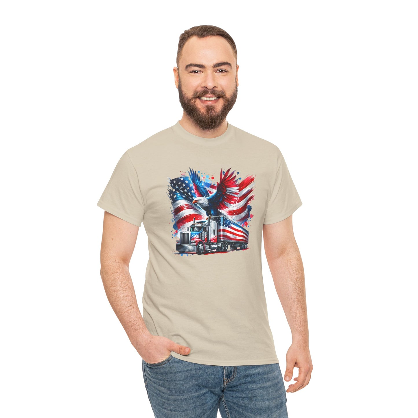 Princess Grace Patriotic Eagle Truck Unisex Heavy Cotton Tee