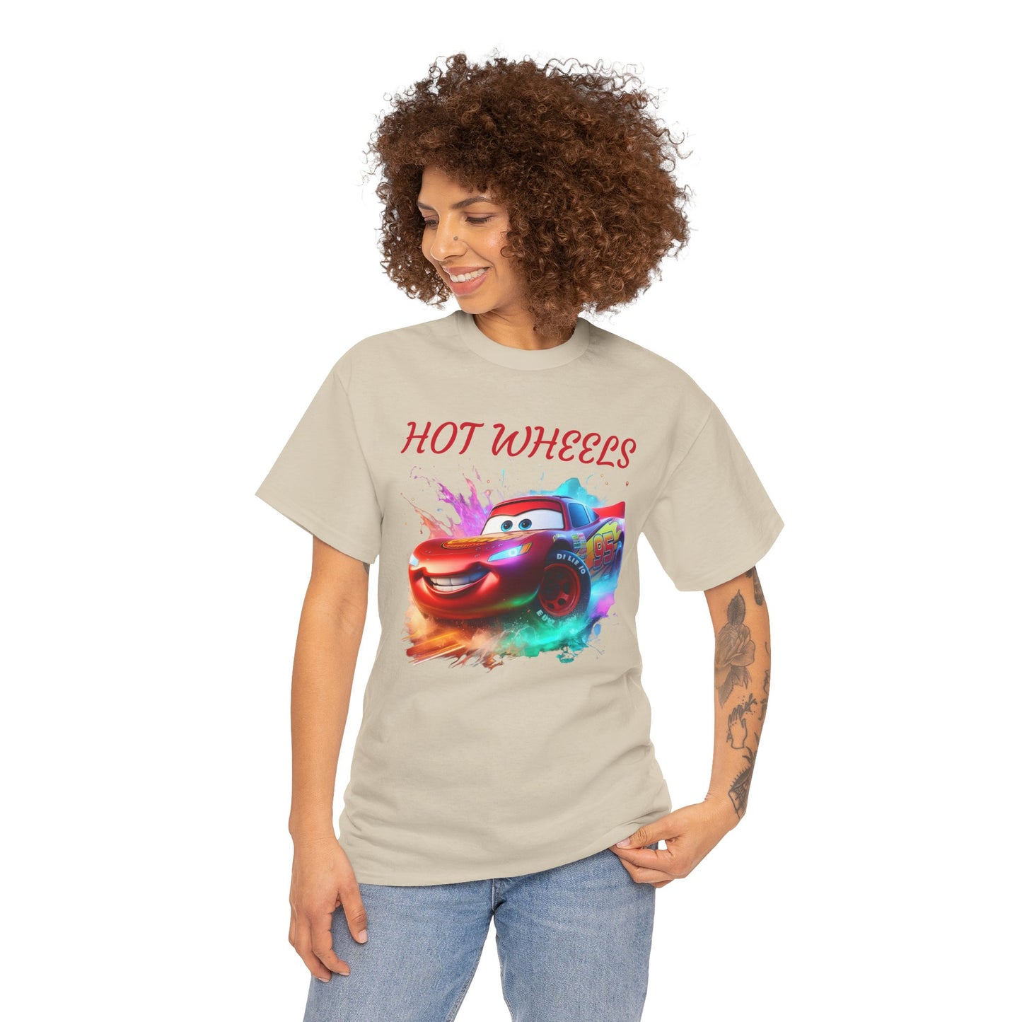 Princess Grace Hot Wheels Unisex Heavy Cotton Tee Fun Car Graphic T-Shirt for Kids and Adults