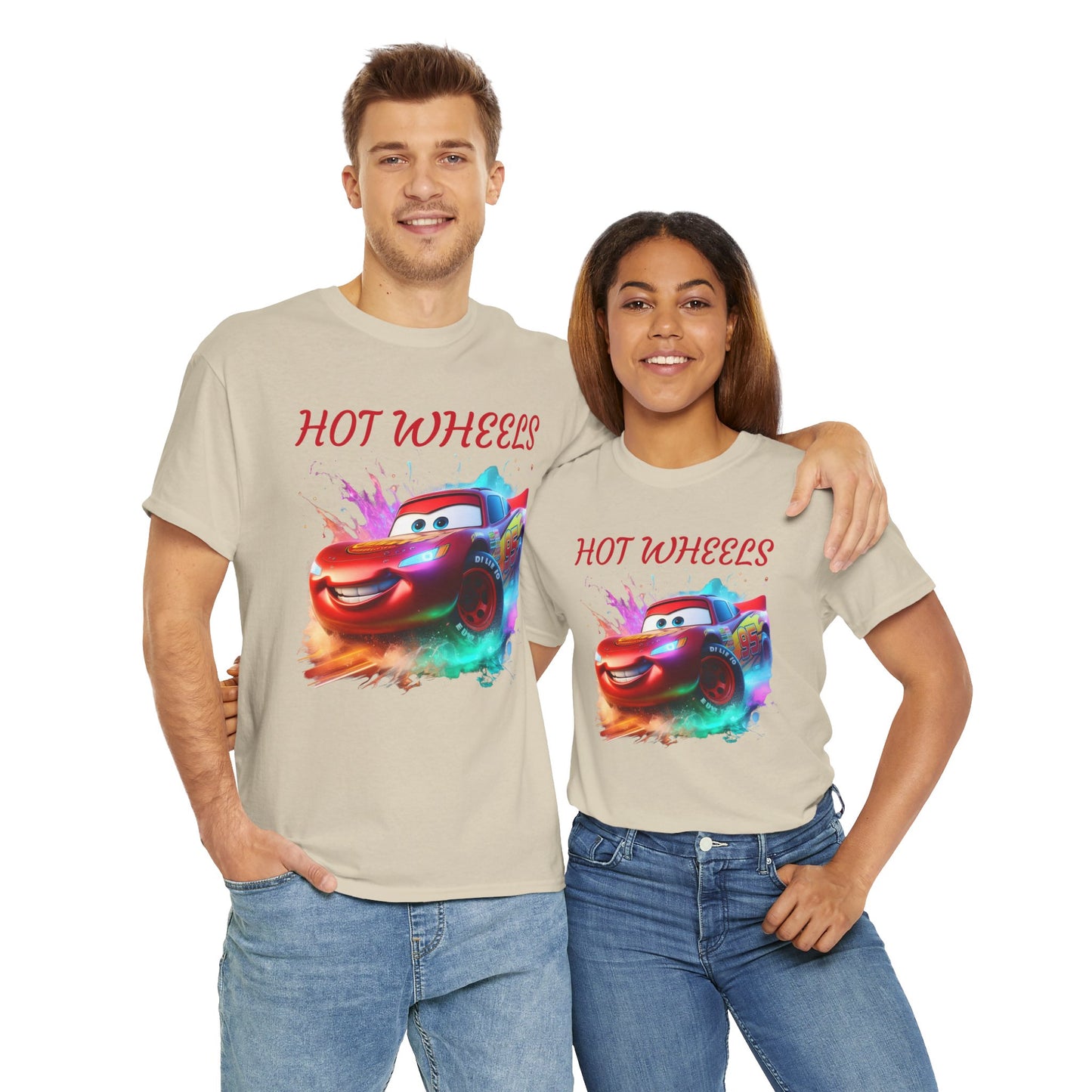 Princess Grace Hot Wheels Unisex Heavy Cotton Tee Fun Car Graphic T-Shirt for Kids and Adults