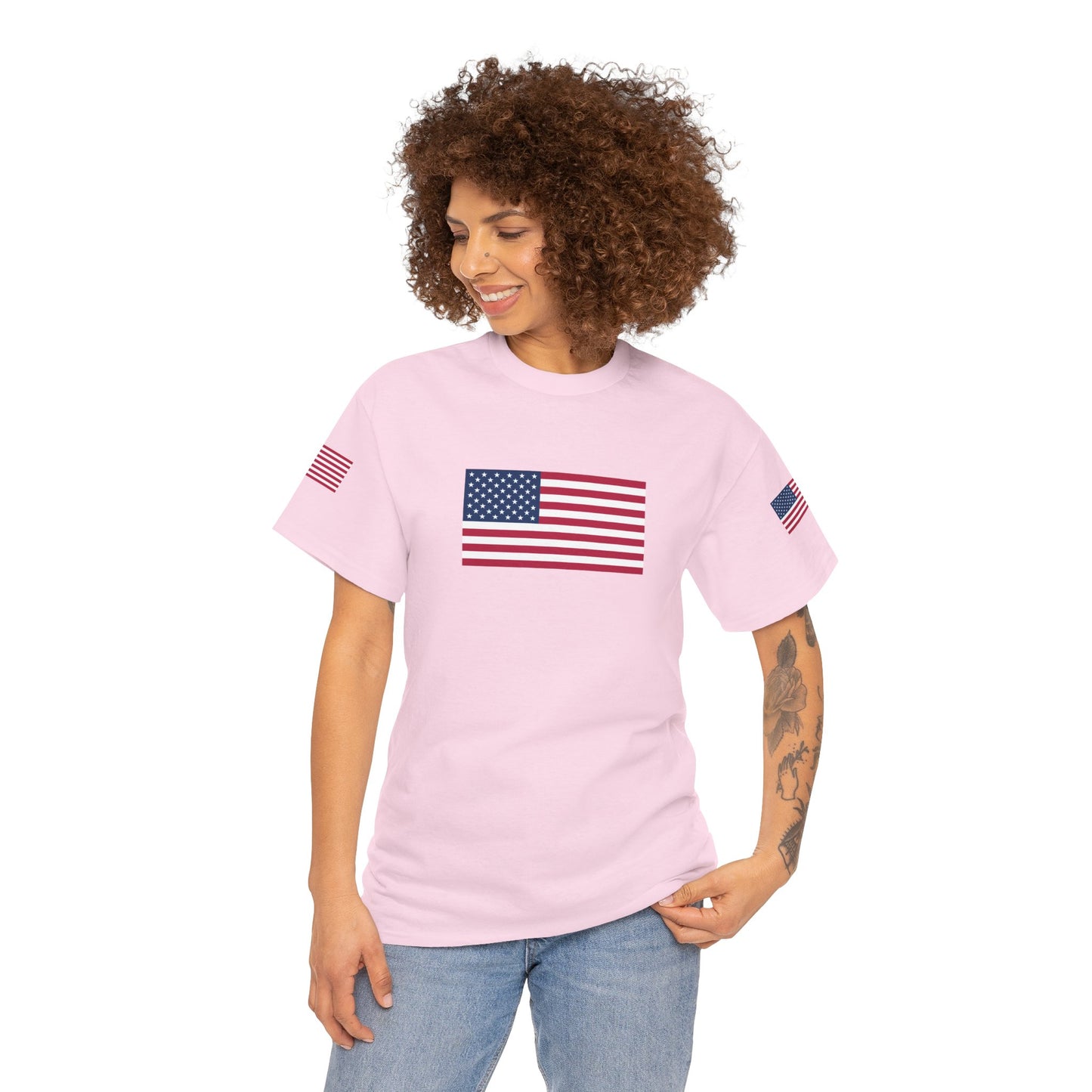 Princess Grace Patriotic Unisex Heavy Cotton Tee with USA Flag Design