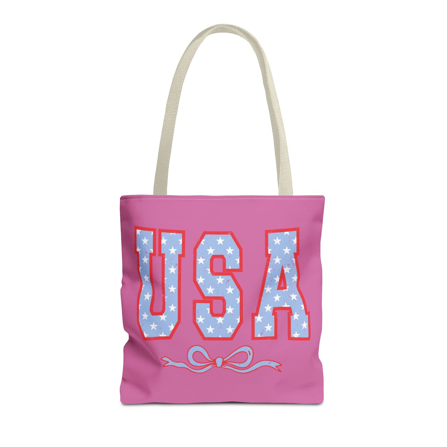 Princess Grace Patriotic USA Tote Bag Fun Stars and Bow Design for Holidays