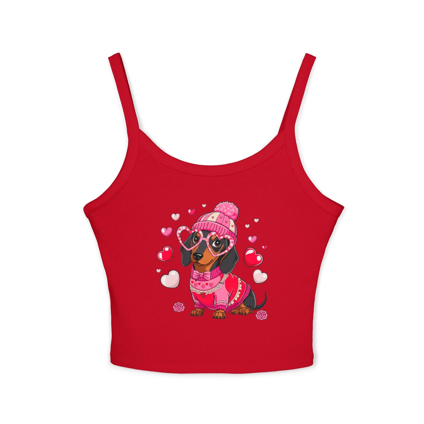 Princess Grace Cute Dachshund Love Women's Spaghetti Strap Tank Top
