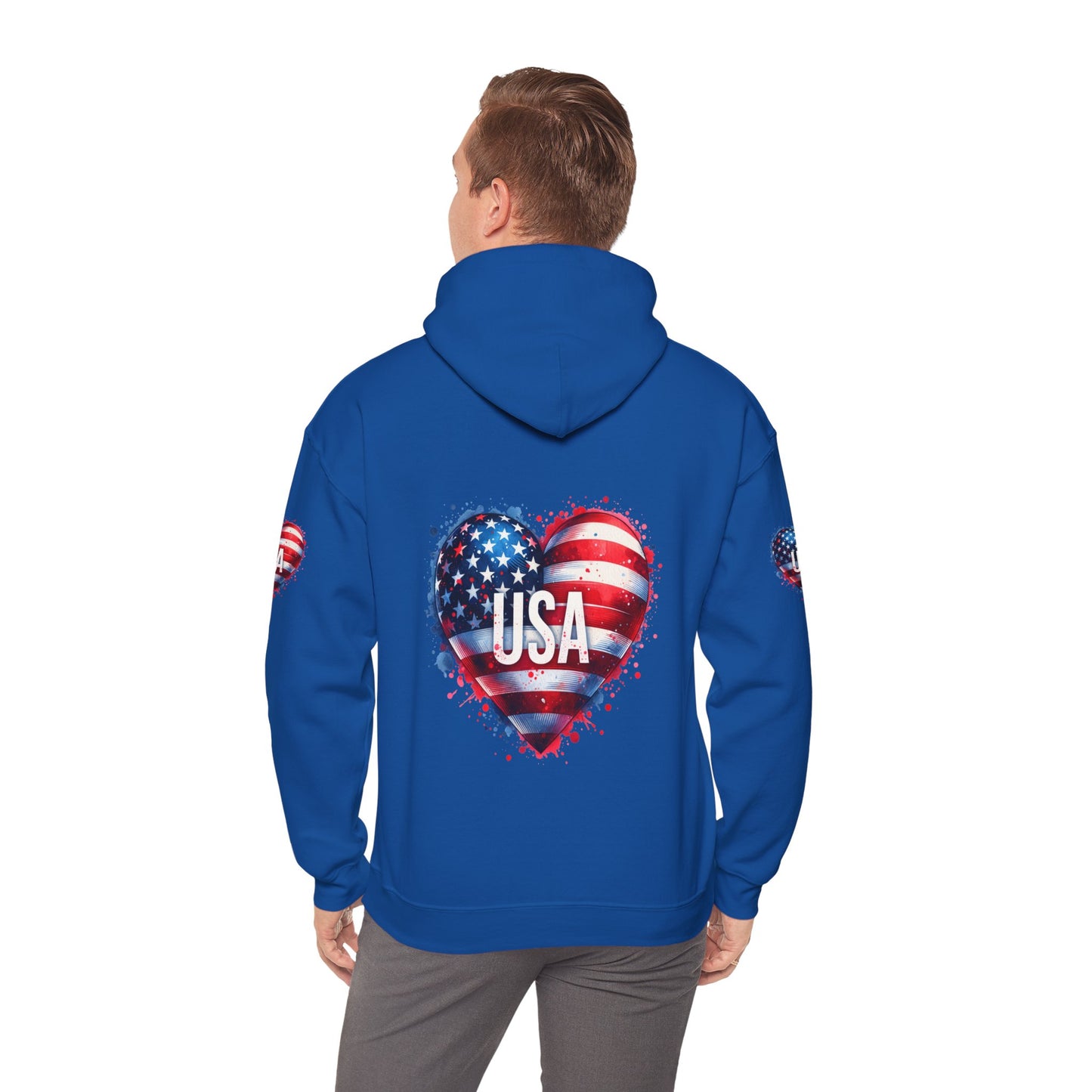Princess Grace Patriotic Heart Hoodie for USA Lovers Unisex Heavy Blend