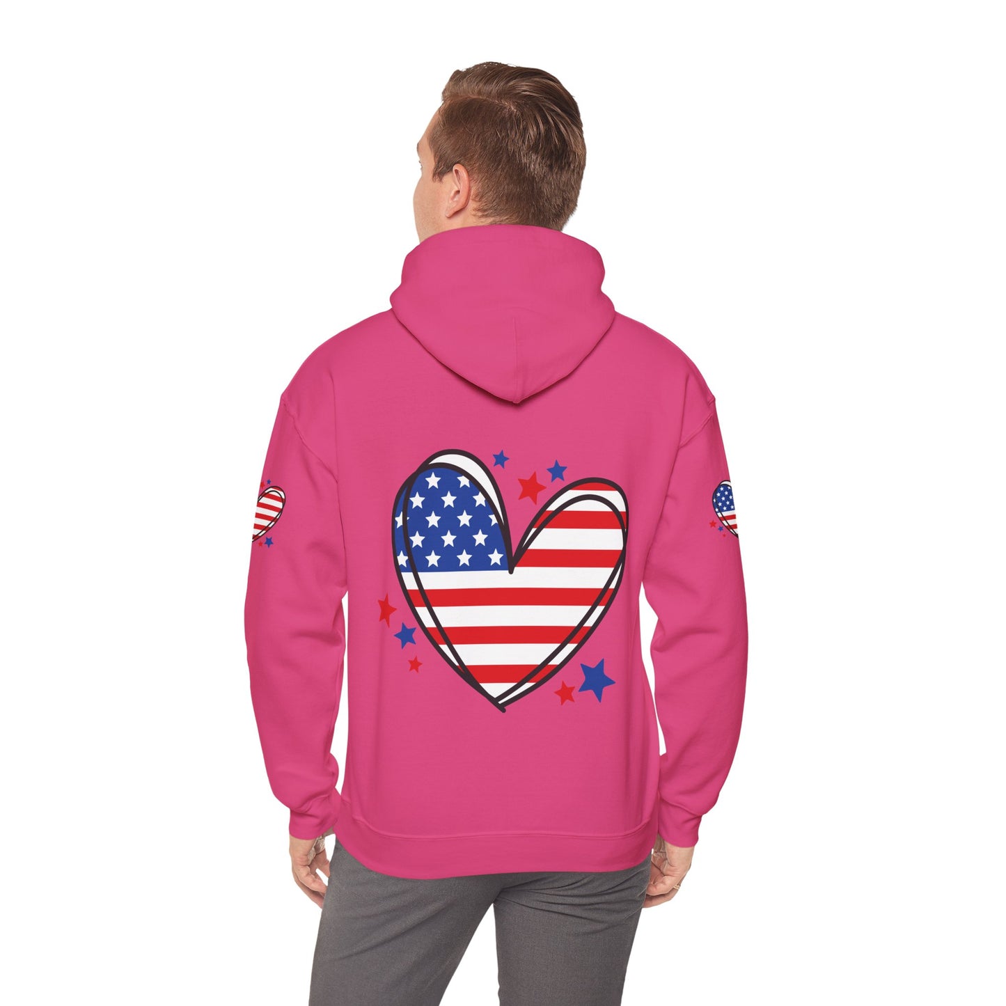 Princess Grace Patriotic Heart Hoodie Unisex Heavy Blend Hooded Sweatshirt for Independence Day & Year Round Love