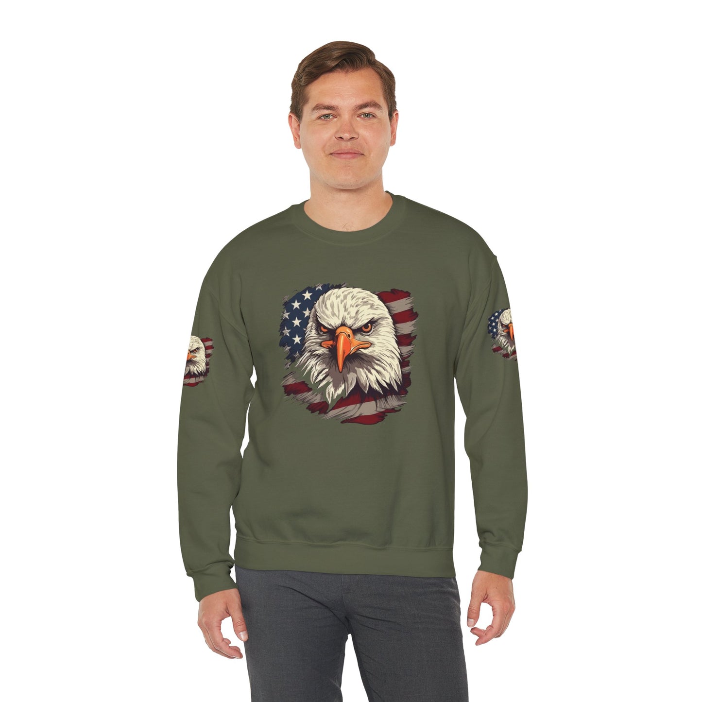 Princess Grace Patriotic Eagle Crewneck Sweatshirt Unisex Heavy Blend