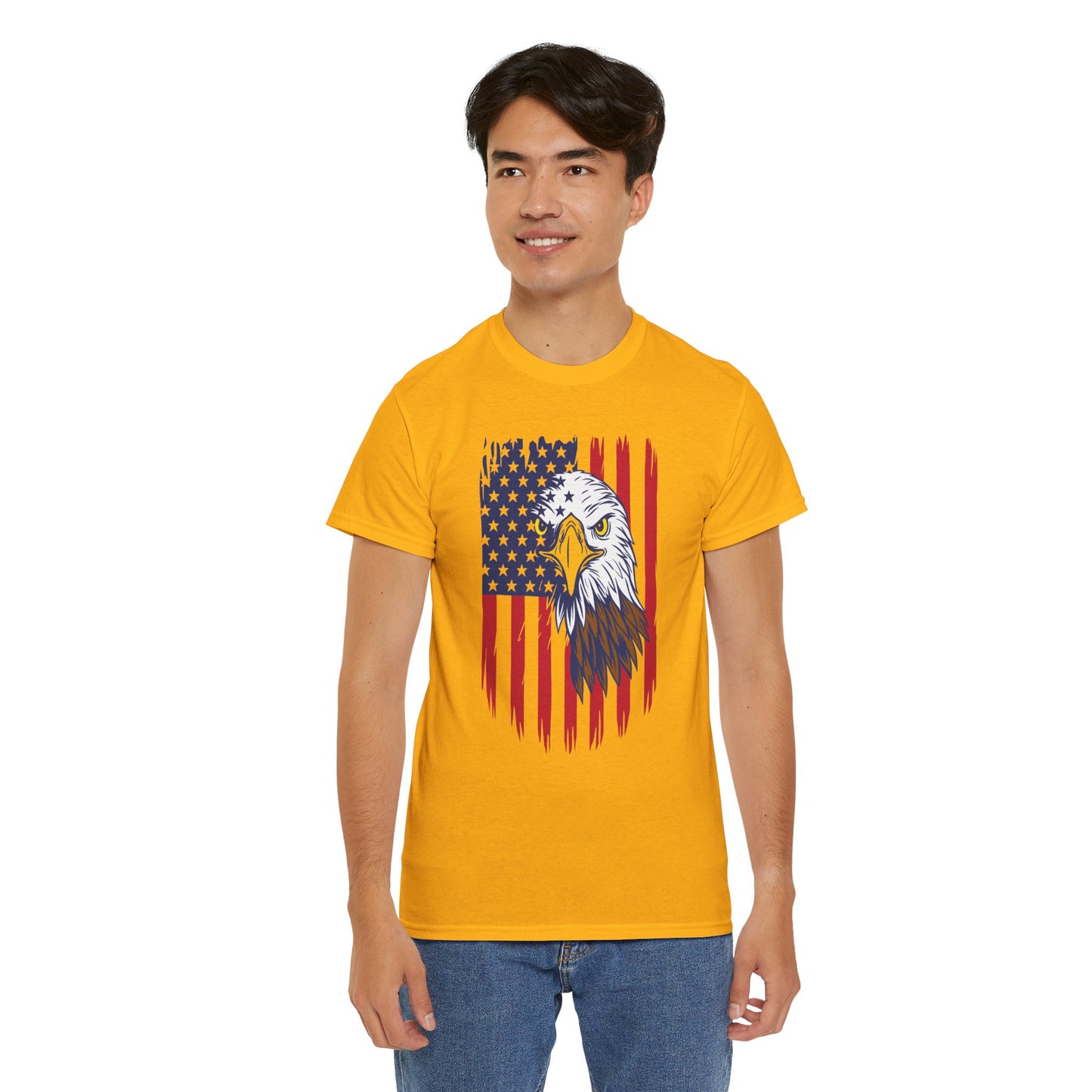 Princess Grace Eagle & American Flag Unisex Heavy Cotton Tee Patriotic Apparel for All Occasions
