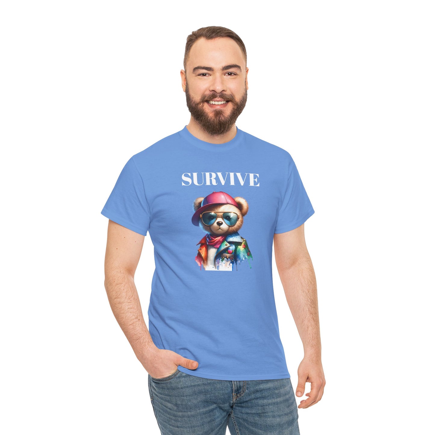 Princess Grace Survive Bear Unisex Heavy Cotton Tee Cool Graphic T-Shirt for Casual Style