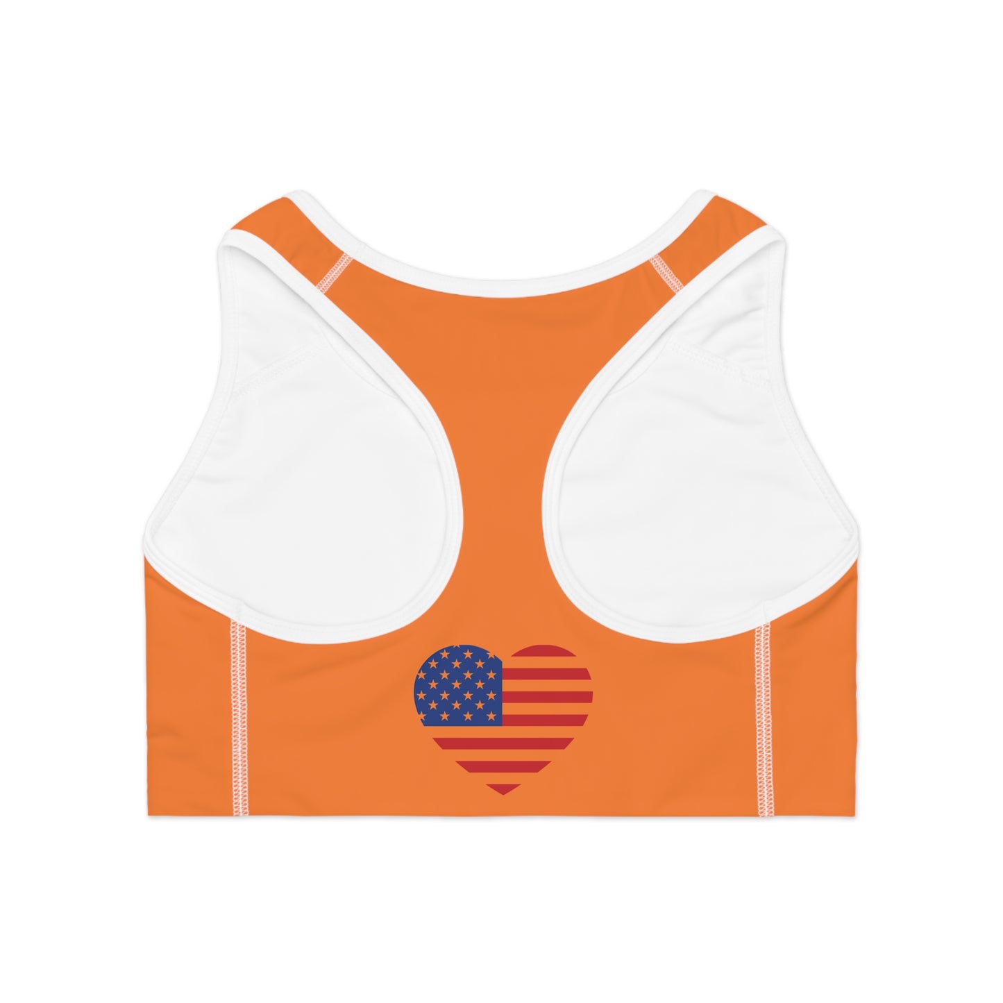 Princess Grace Patriotic Sports Bra with Heart Design -USA Flag Print for Active Lifestyle