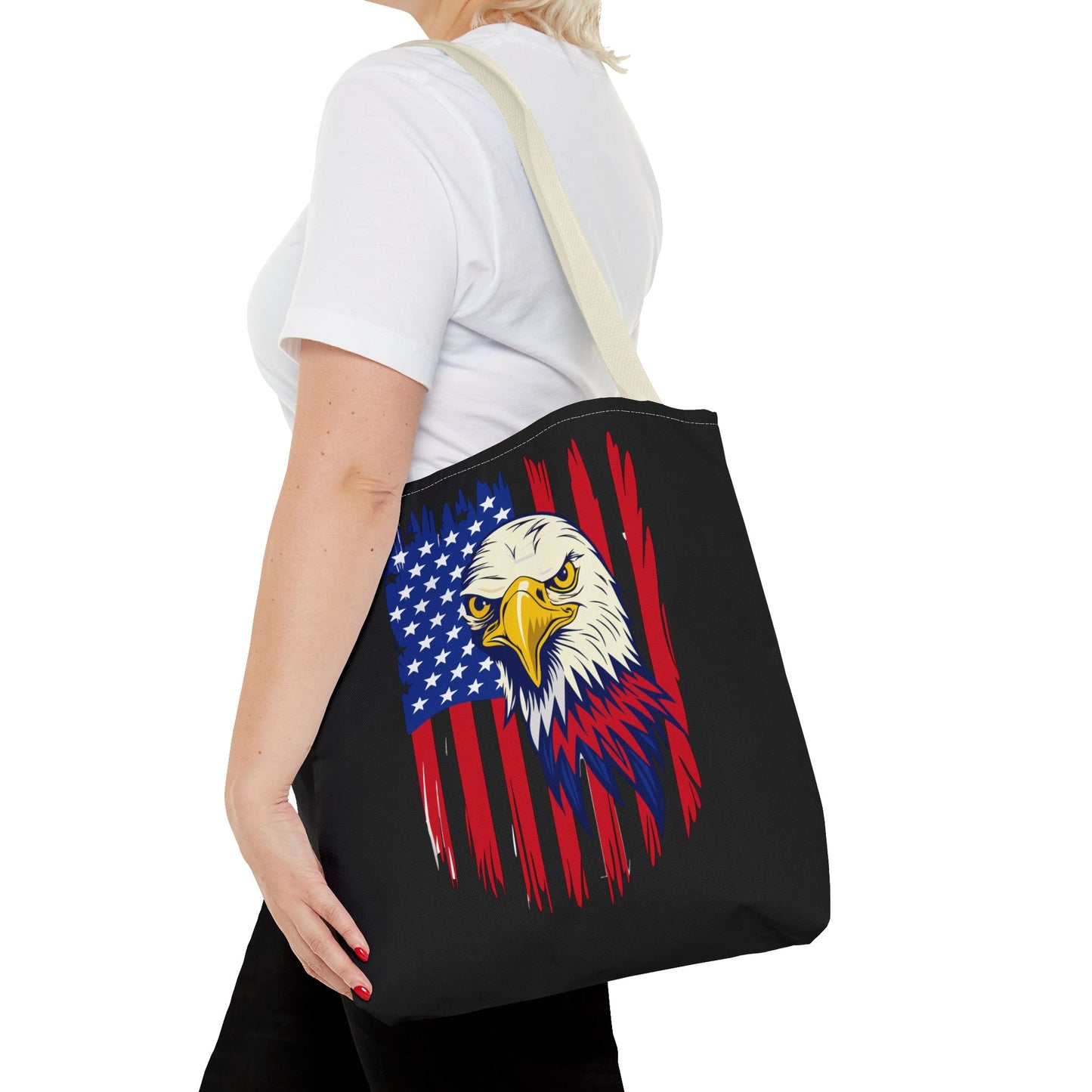 Princess Grace Patriotic Eagle Tote Bag USA Flag Design for Independence Day and Everyday Use