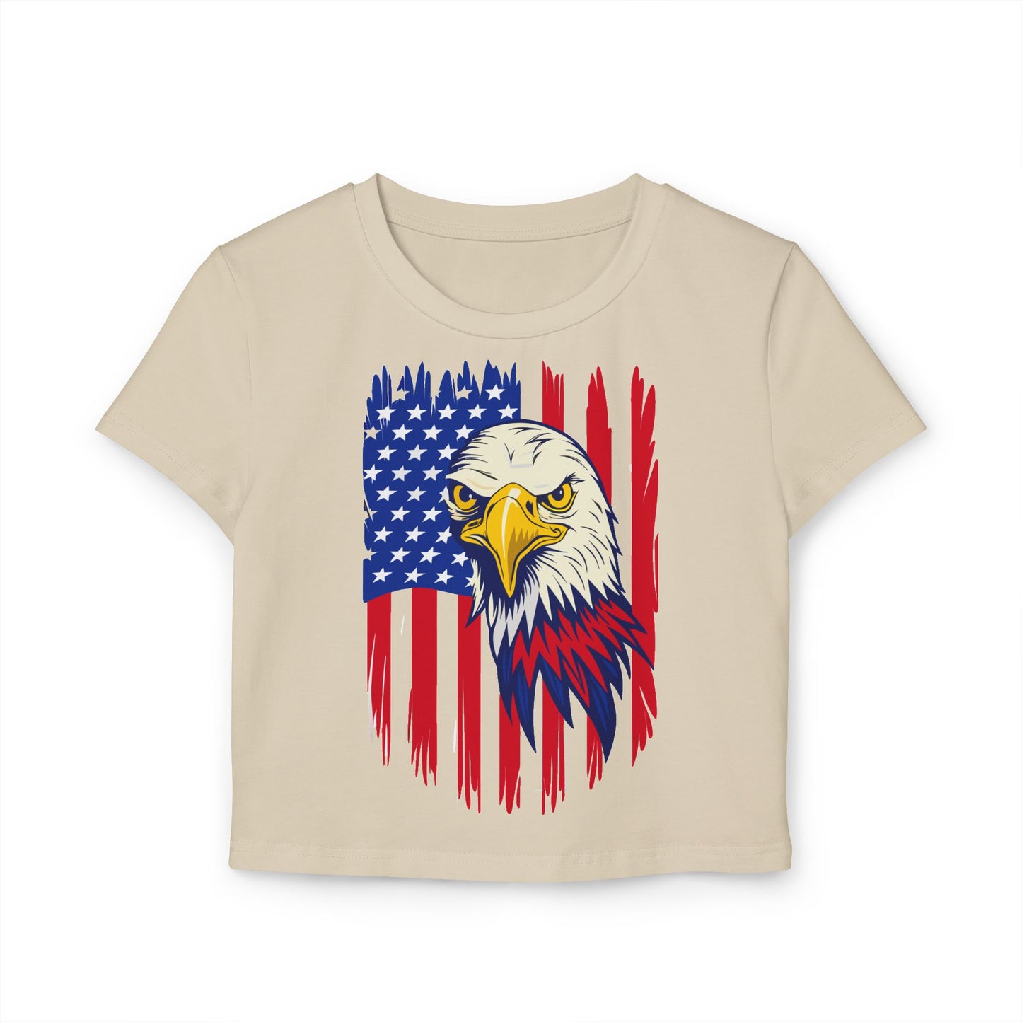 Princess Grace Patriotic Eagle Women's Baby Tee USA Graphic T-Shirt for Independence Day