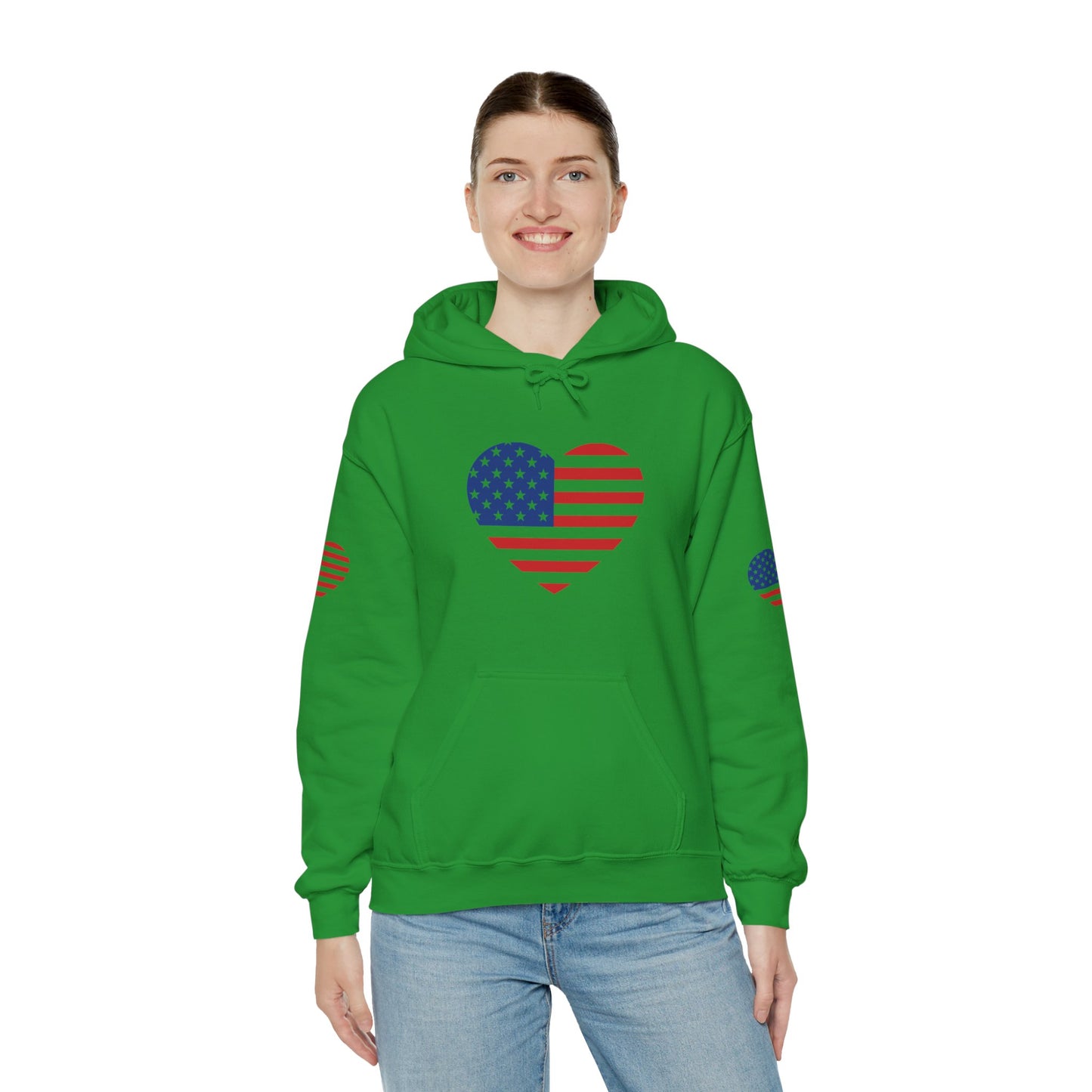 Princess Grace Patriotic Heart Design Unisex Hoodie Perfect for Holidays and Celebrations