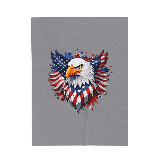 Princess Grace  Patriotic Eagle Velveteen Plush Blanket Ideal for Holidays and Cozy Nights