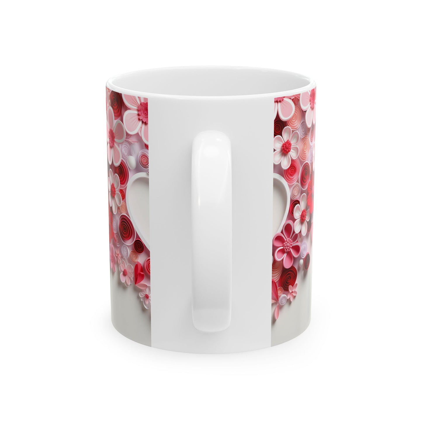 Princess Grace Romantic Floral Ceramic Mug Heart Design, Perfect for Valentine's Day & Every Coffee Lover