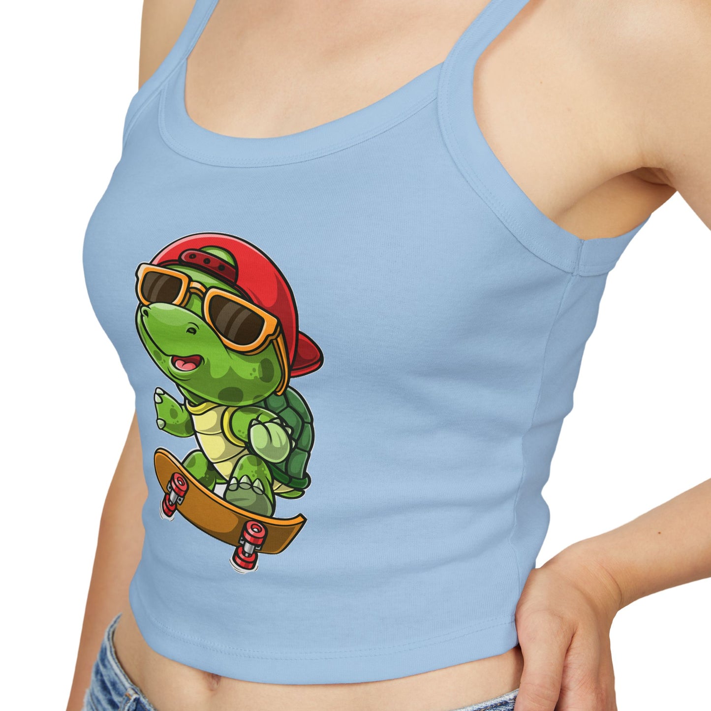 Princess Grace Cute Cartoon Turtle Skateboarding Women's Spaghetti Strap Tank Top