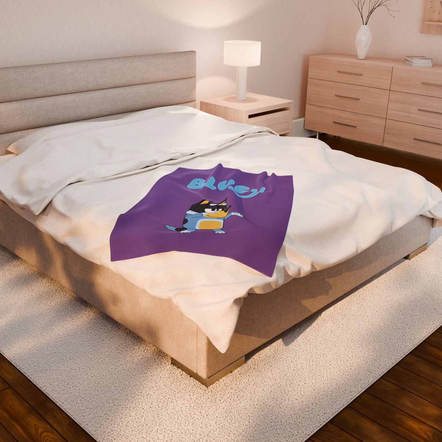 Princess Grace Cozy Bluey Velveteen Plush Blanket for Kids Perfect for Snuggle Time and Bedtime