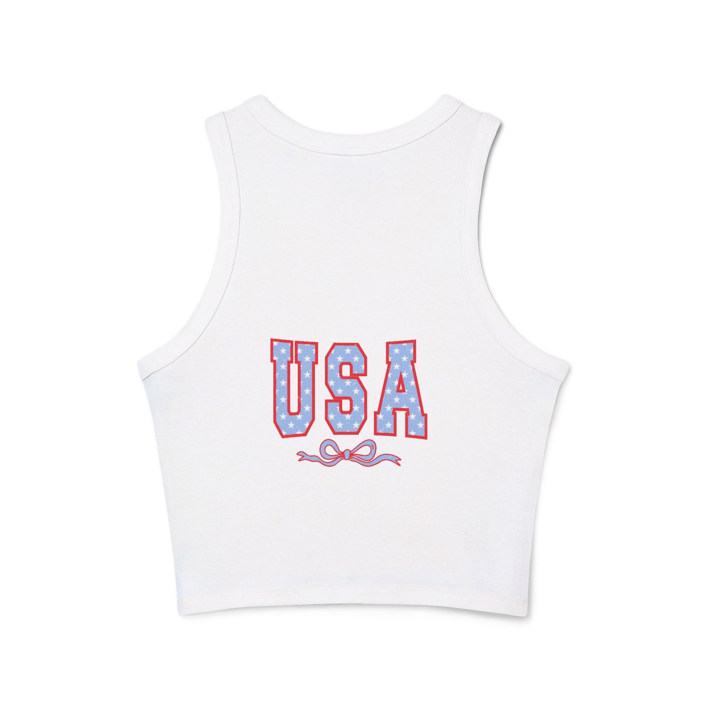Princess Grace Patriotic USA Micro Rib Racer Tank Top for Women