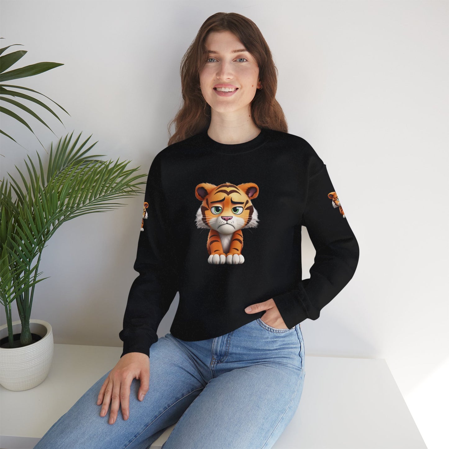Princess Grace Cute Tiger Graphic Unisex Crewneck Sweatshirt