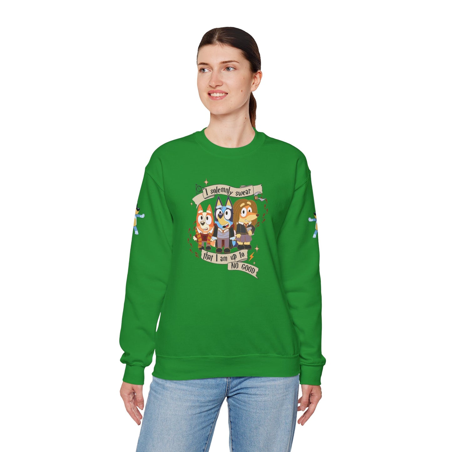 Princess Grace Bluey Unisex Funny Crewneck Sweatshirt "I Solemnly Swear That I Am Up To No Good" Perfect Gift for Family and Friends