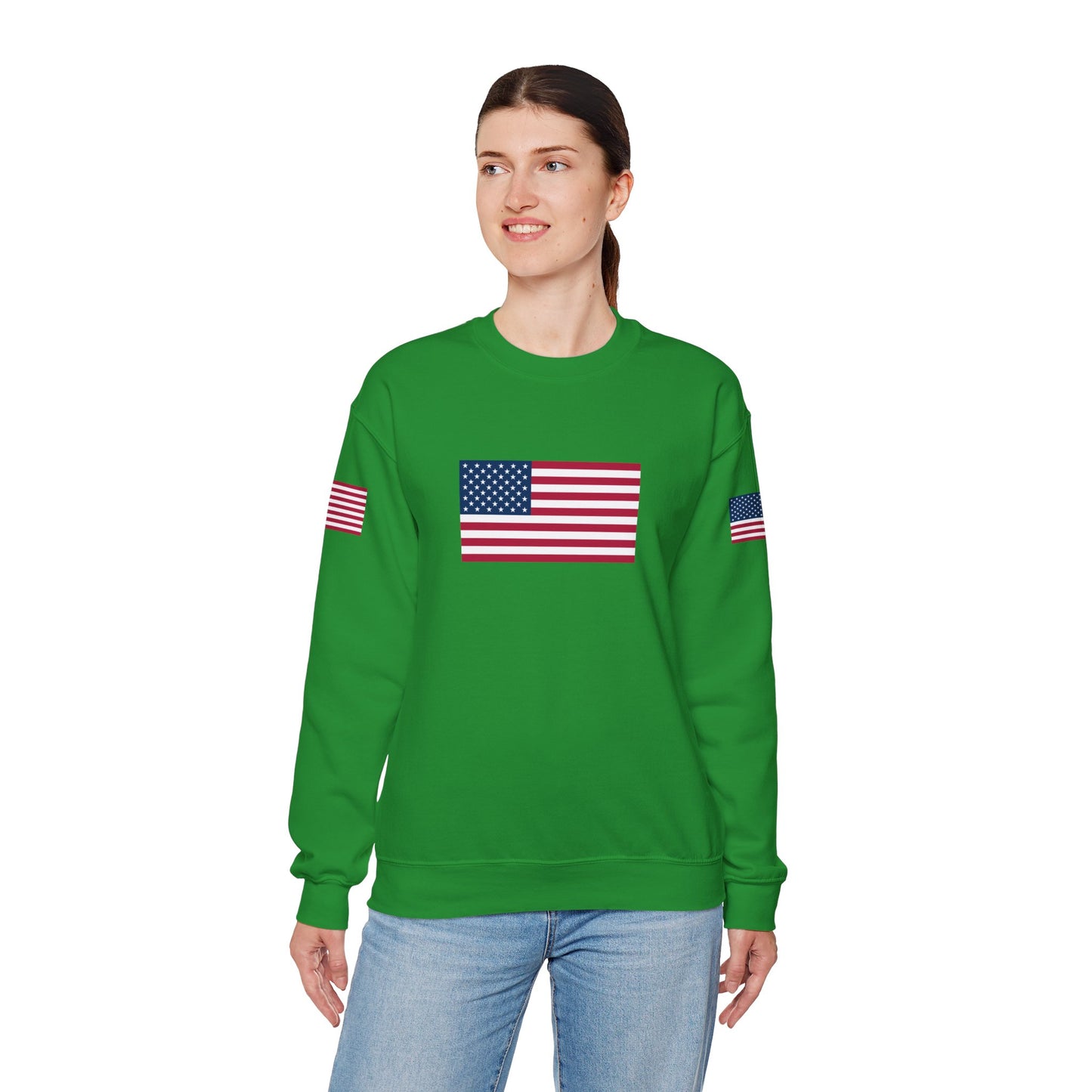 Princess Grace Patriotic Unisex Crewneck Sweatshirt with American Flags