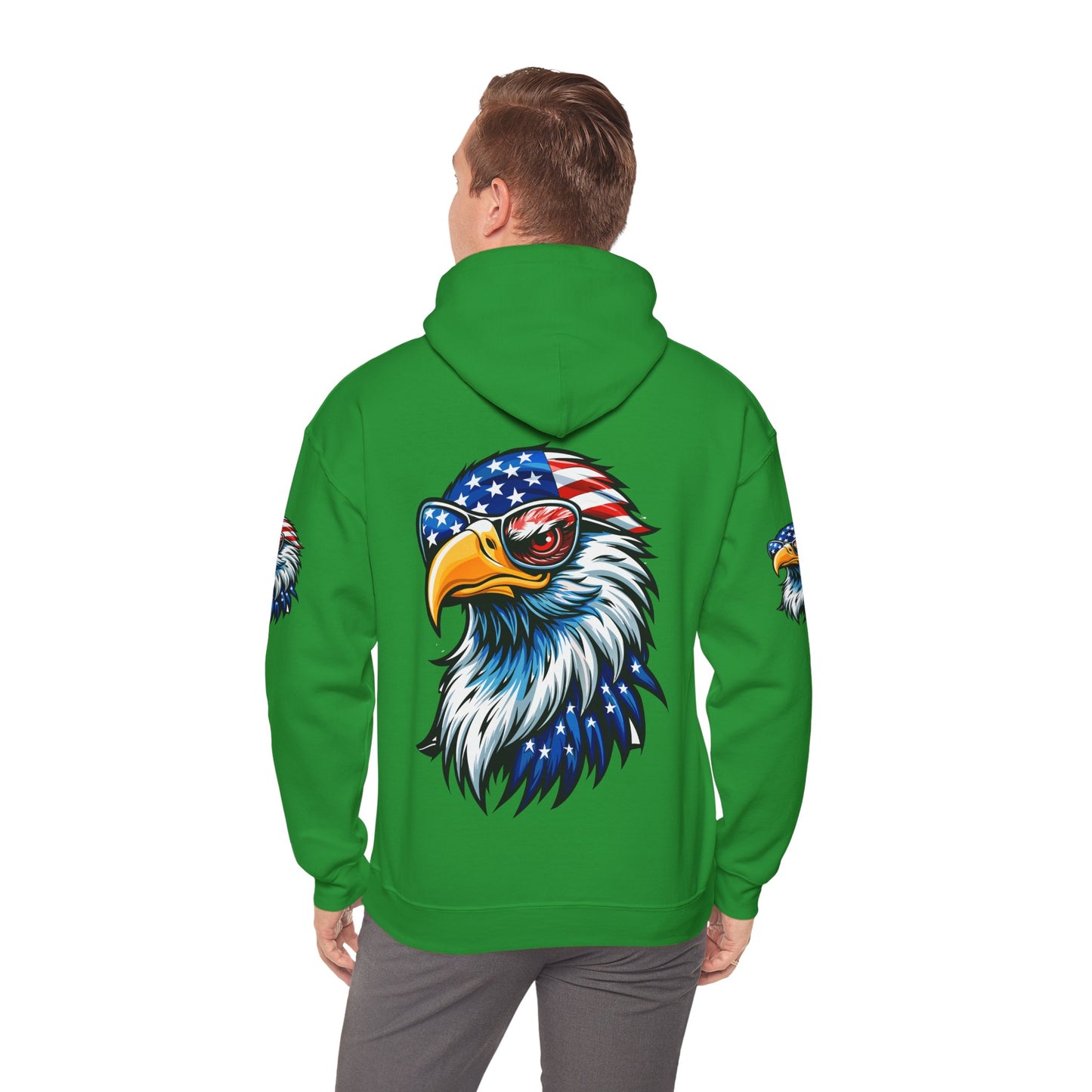 Princess Grace Patriotic Eagle Hoodie Unisex Heavy Blend Sweatshirt with USA Flag Design