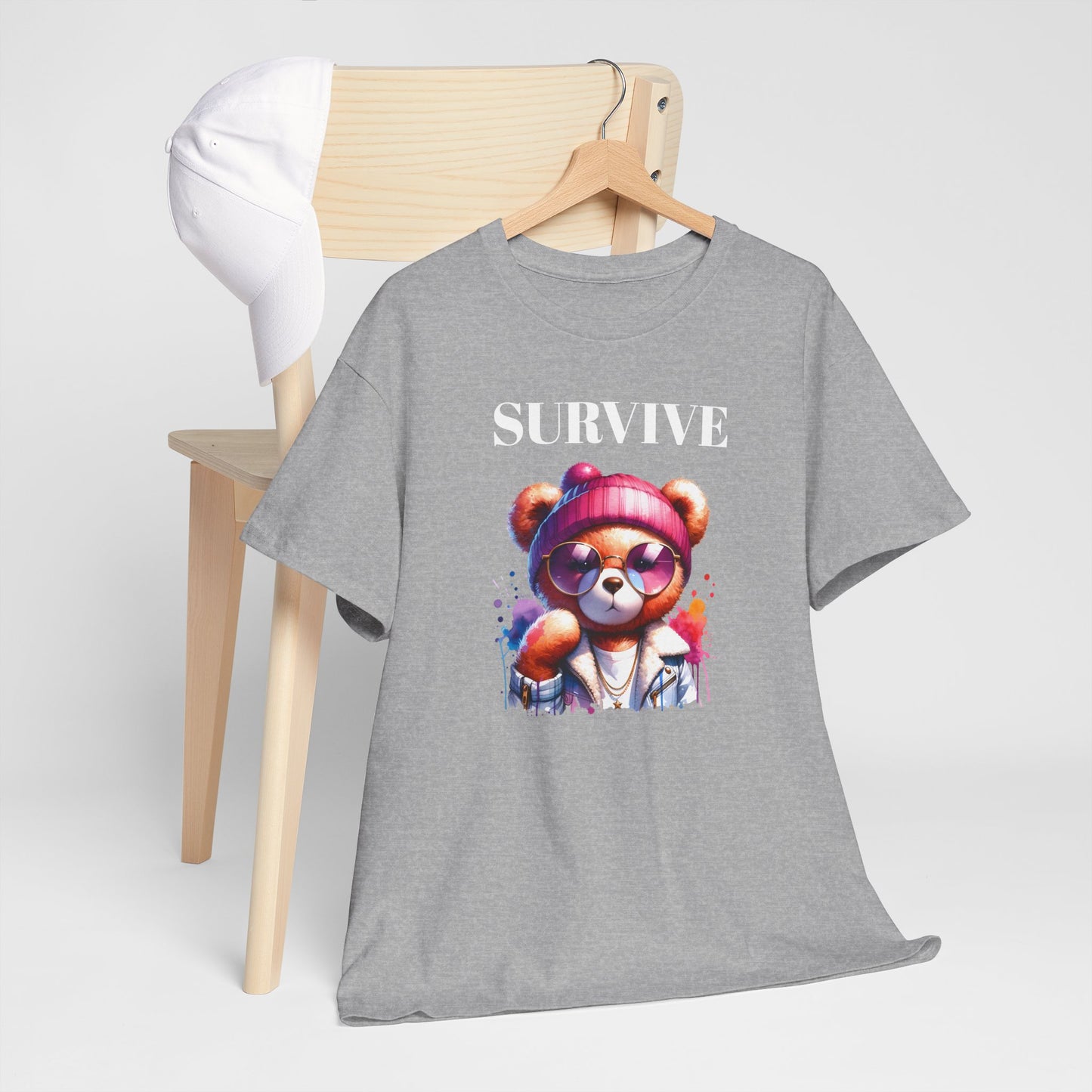Princess Grace Survive Bear Graphic Tee Unisex Heavy Cotton T-Shirt