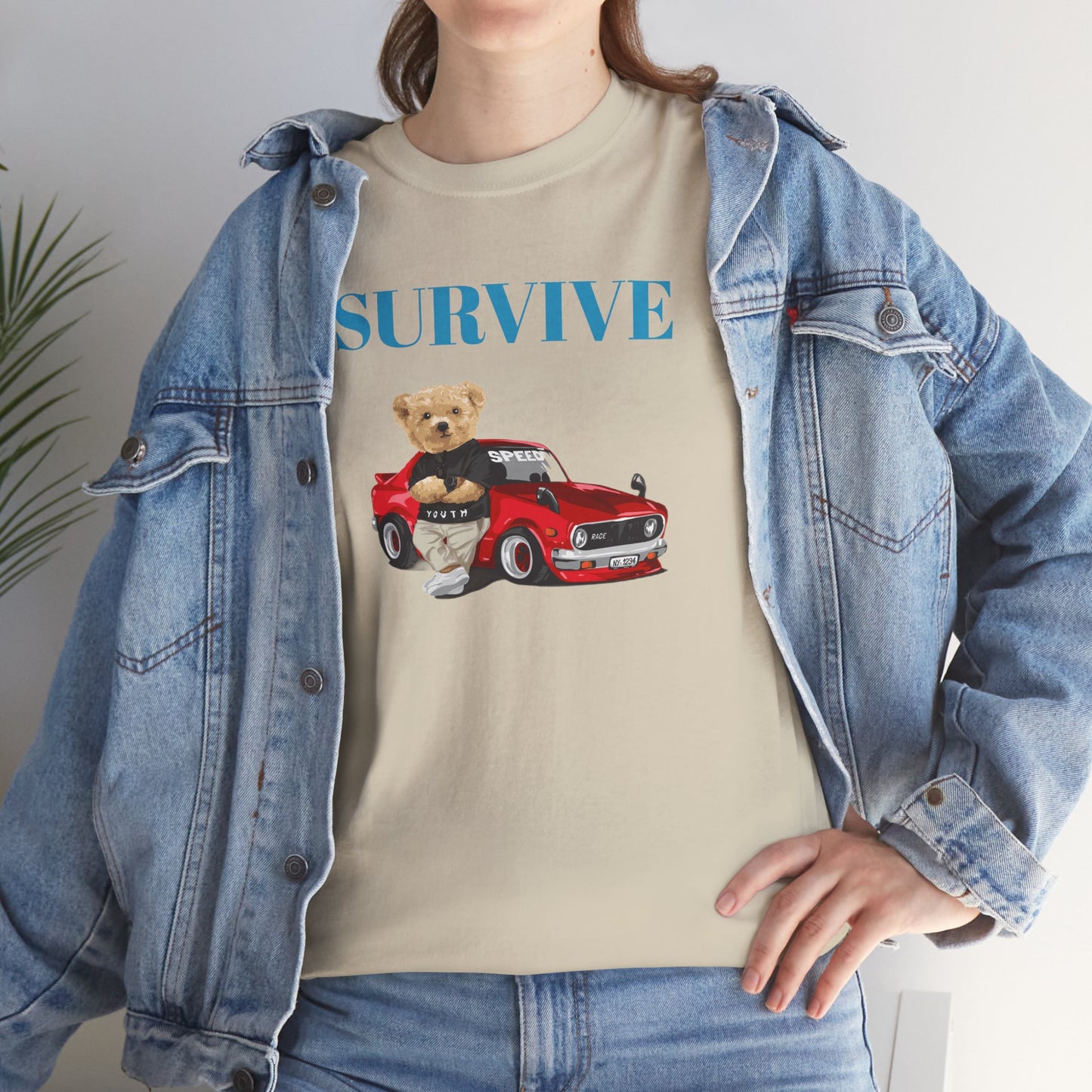 Princess Grace Survive Bear Graphic Unisex Heavy Cotton Tee