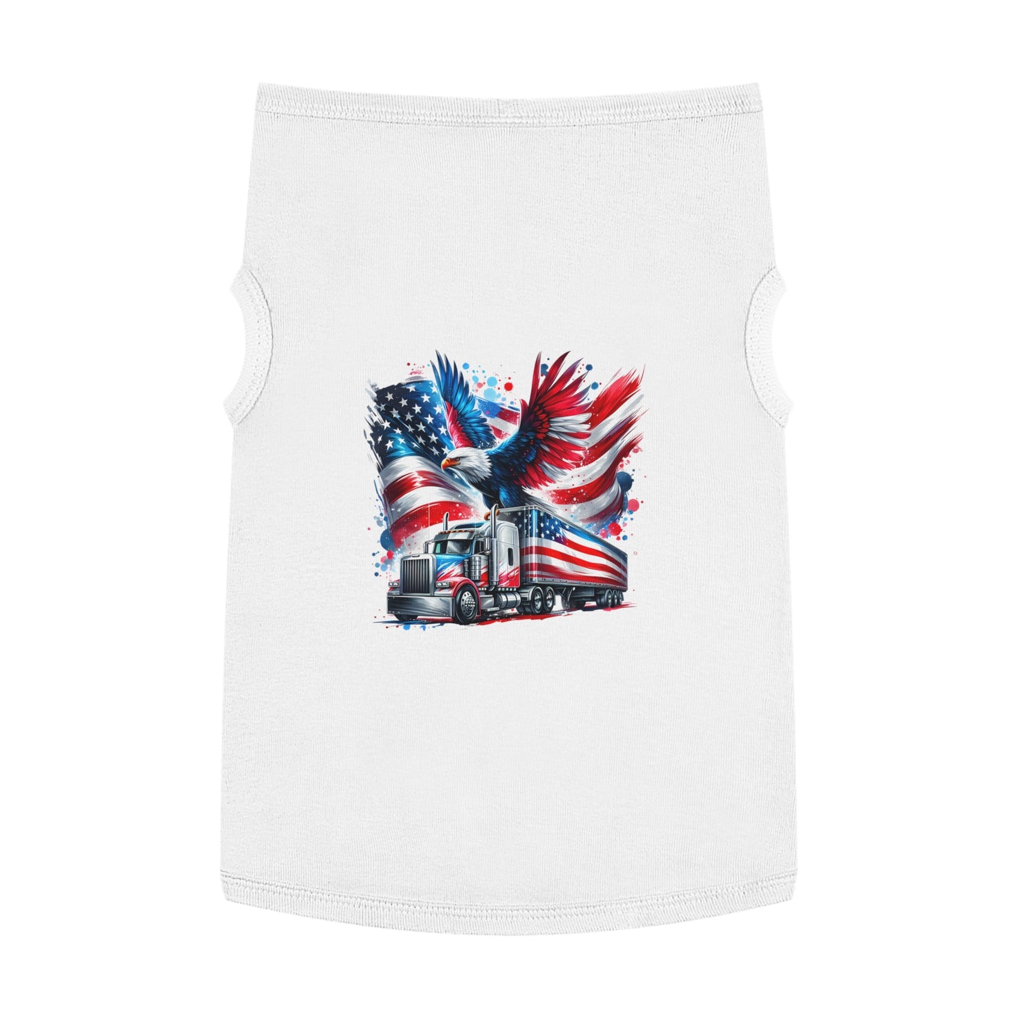 Princess Grace Patriotic Pet Tank Top with Eagle and Truck Design