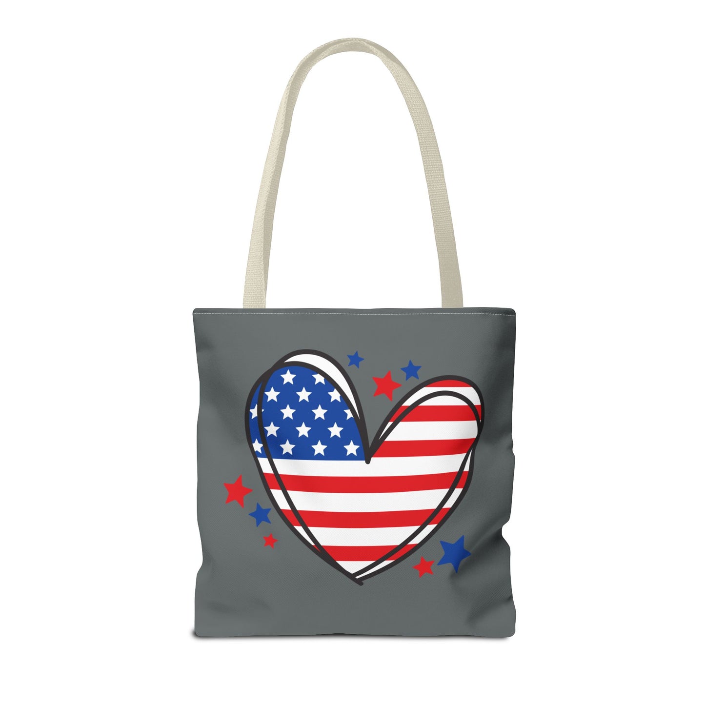 Princess Grace Patriotic Heart Tote Bag USA Flag Love