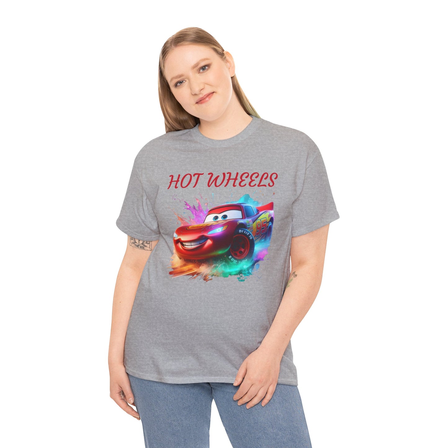 Princess Grace Hot Wheels Unisex Heavy Cotton Tee Fun Car Graphic T-Shirt for Kids and Adults