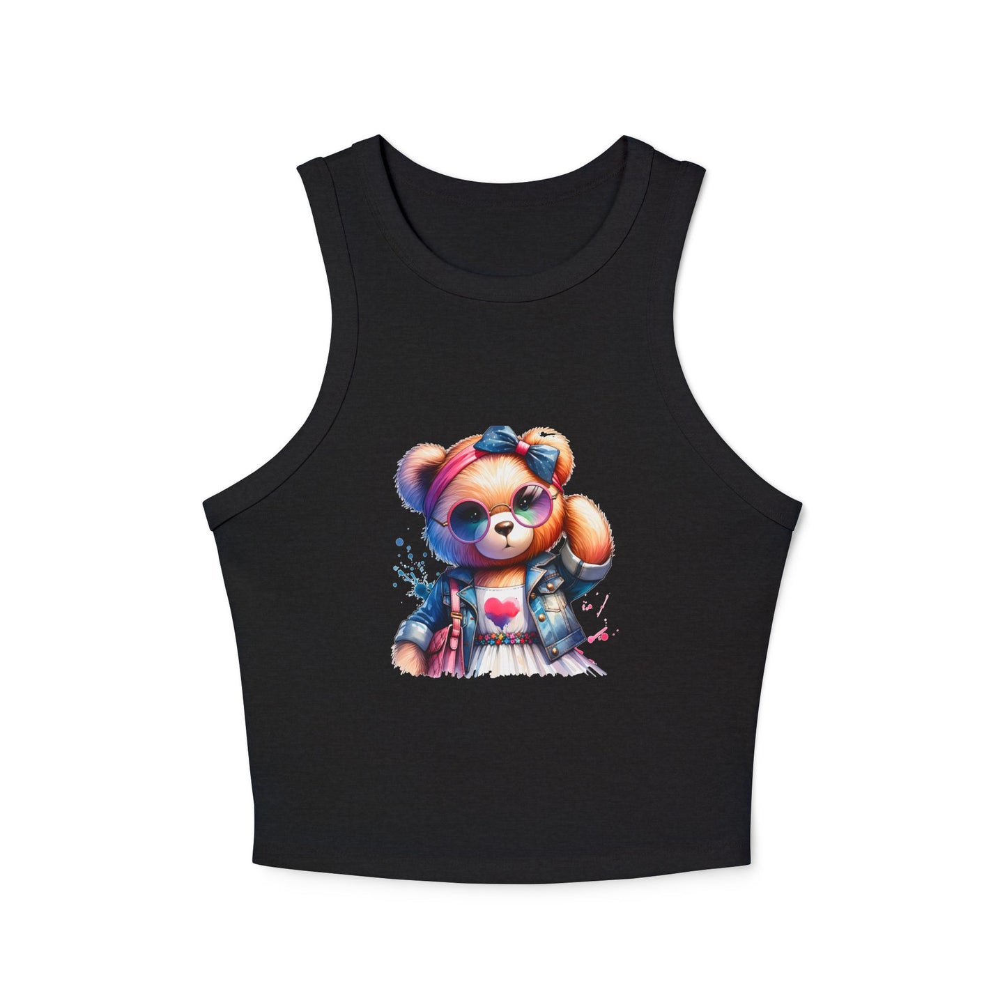 Princess Grace Cute Bear Graphic Women's Micro Rib Racer Tank Top