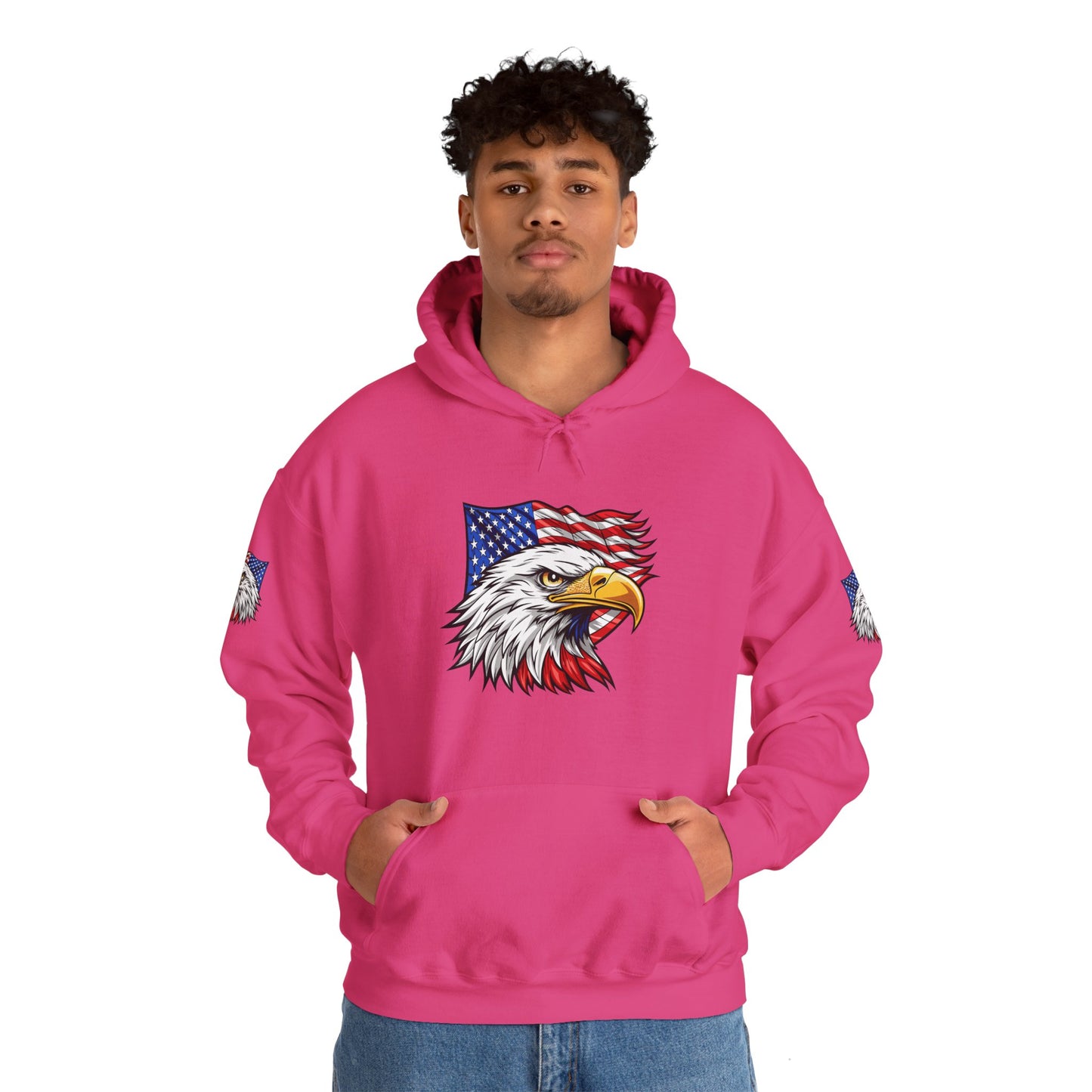 Princess Grace Patriotic Eagle Hoodie Unisex Heavy Blend Sweatshirt with American Flag Design