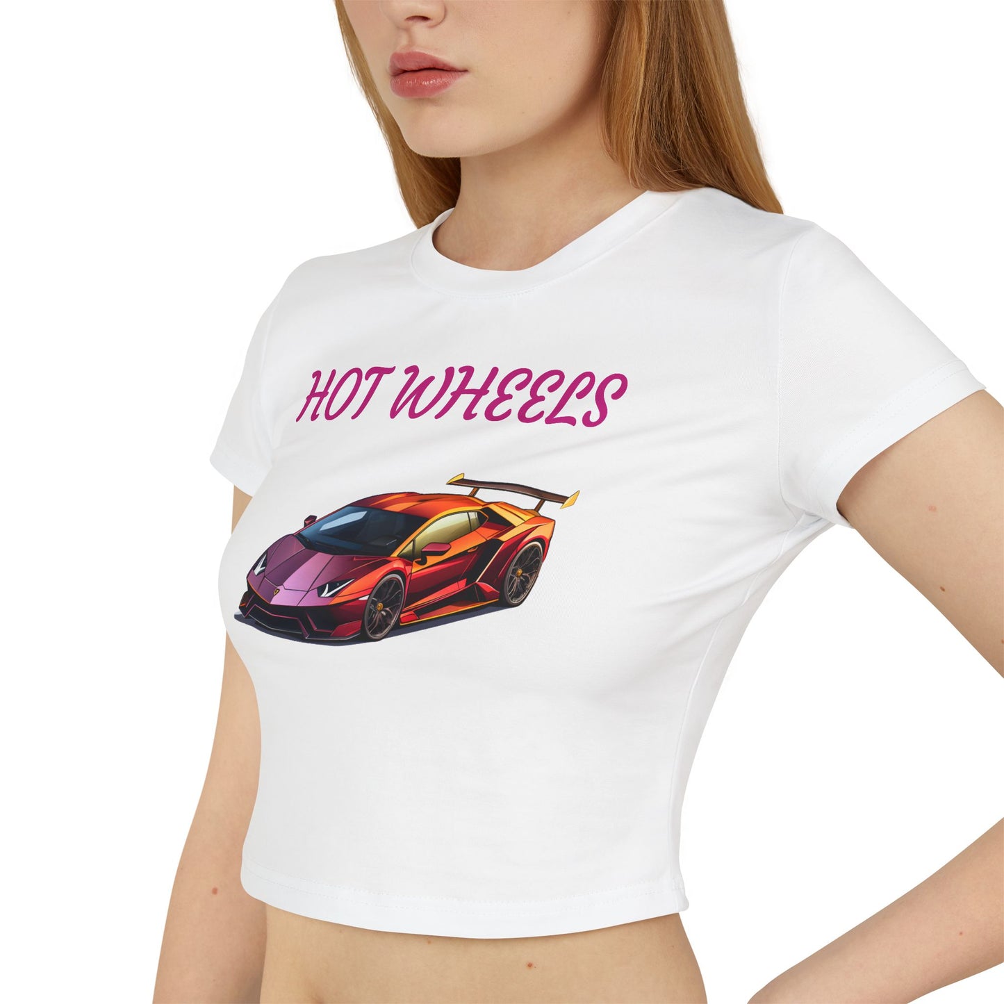 Princess Grace Women's Baby Tee Hot Wheels Graphic Car Shirt